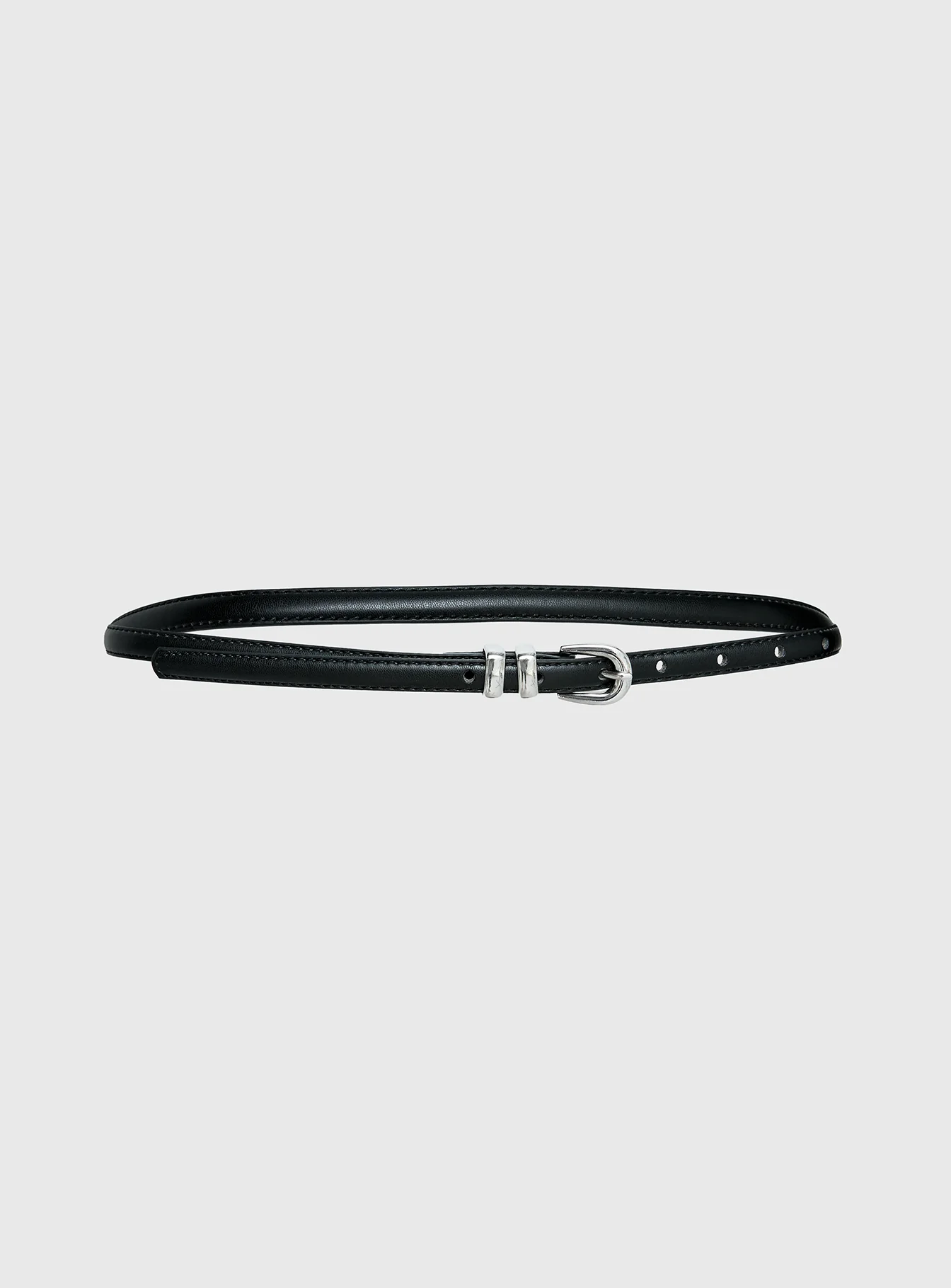 Antilles Faux Leather Micro Belt Black / Silver - Image 2