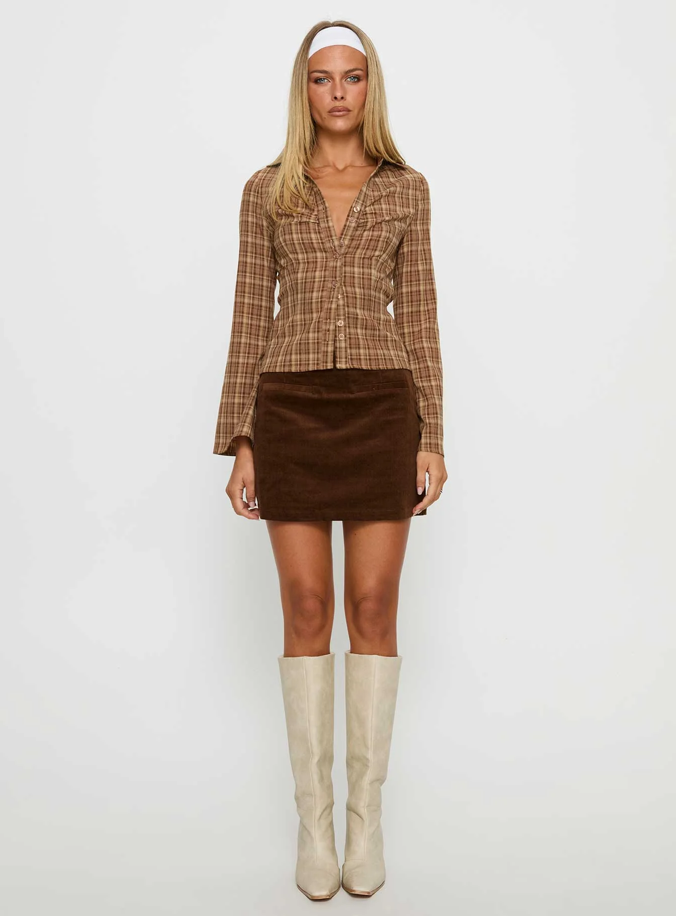 Araceli Corduroy Mini Skirt Brown - Image 7