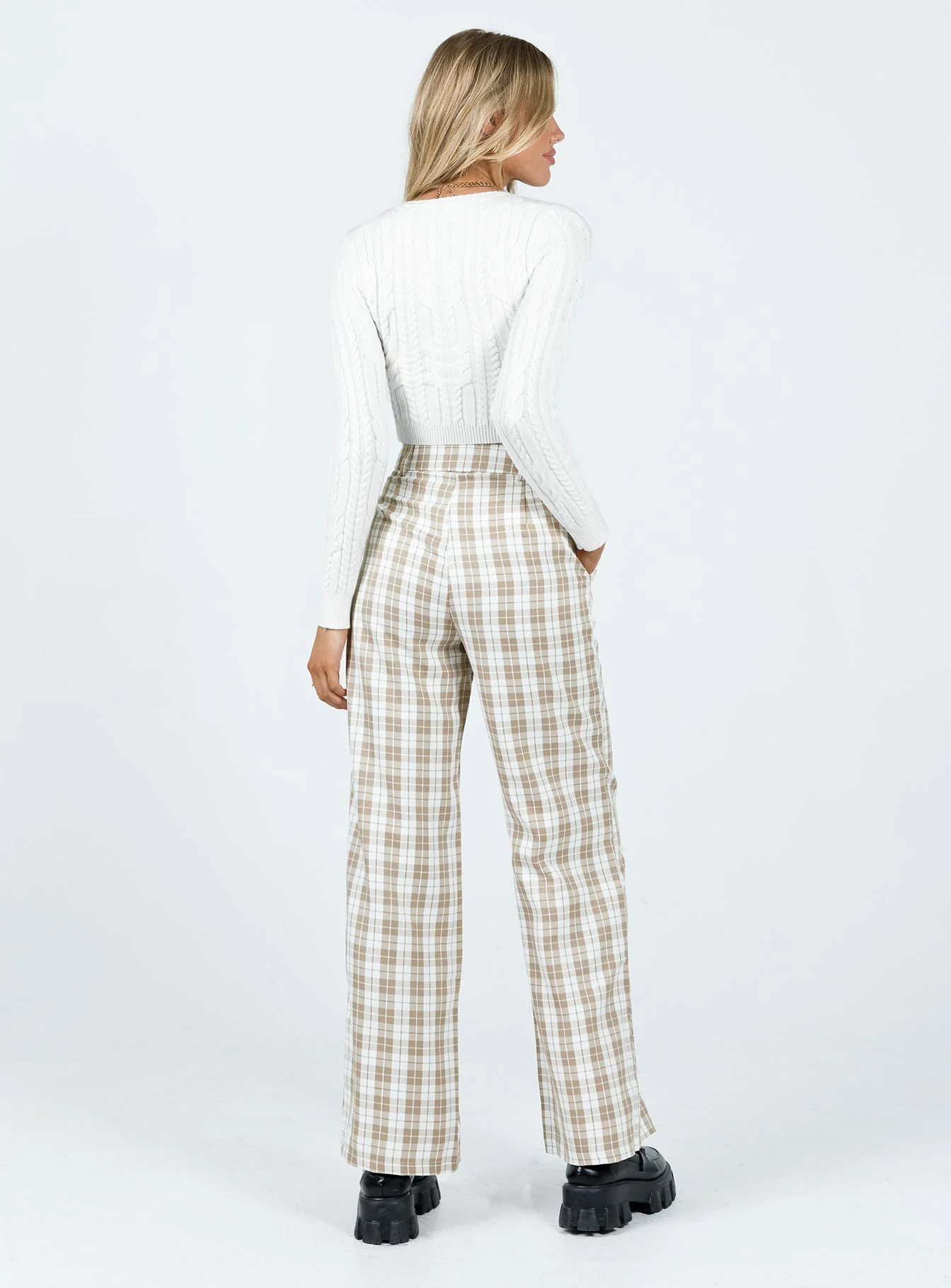 Archer Pants Beige Plaid - Image 5