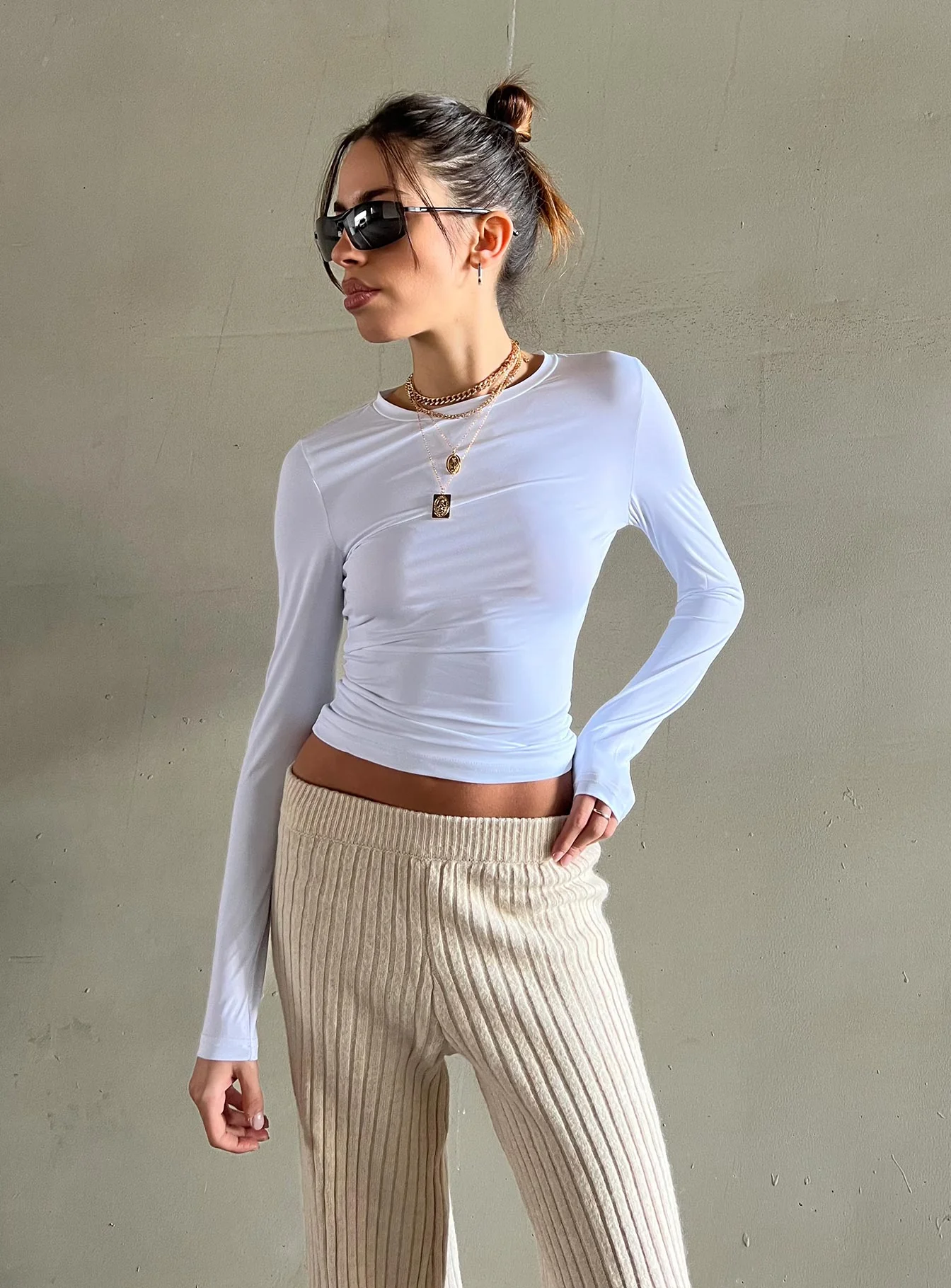 Arnim Long Sleeve Top White - Image 6
