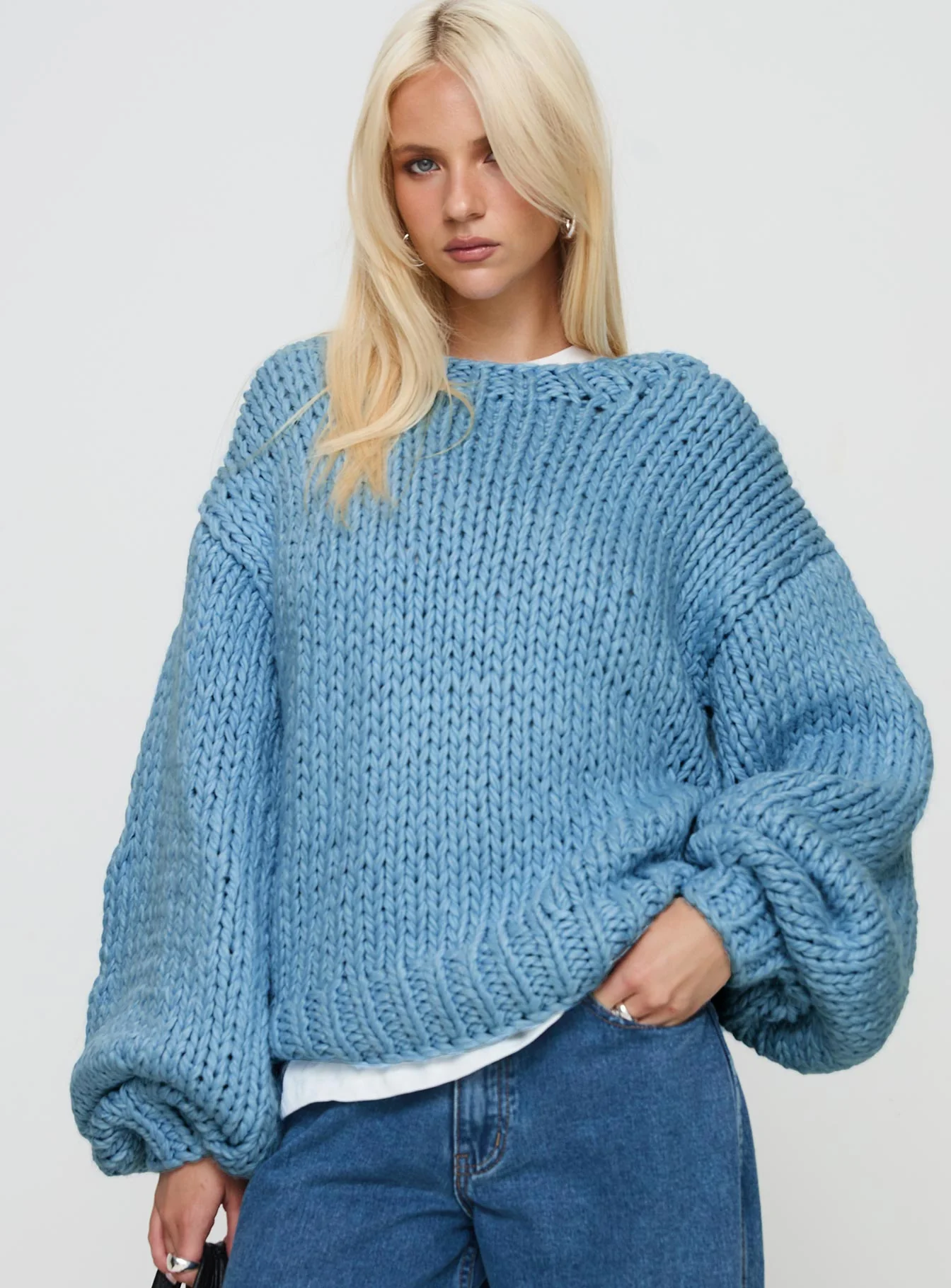 Arrowtown Hand Knit Sweater Blue - Image 2