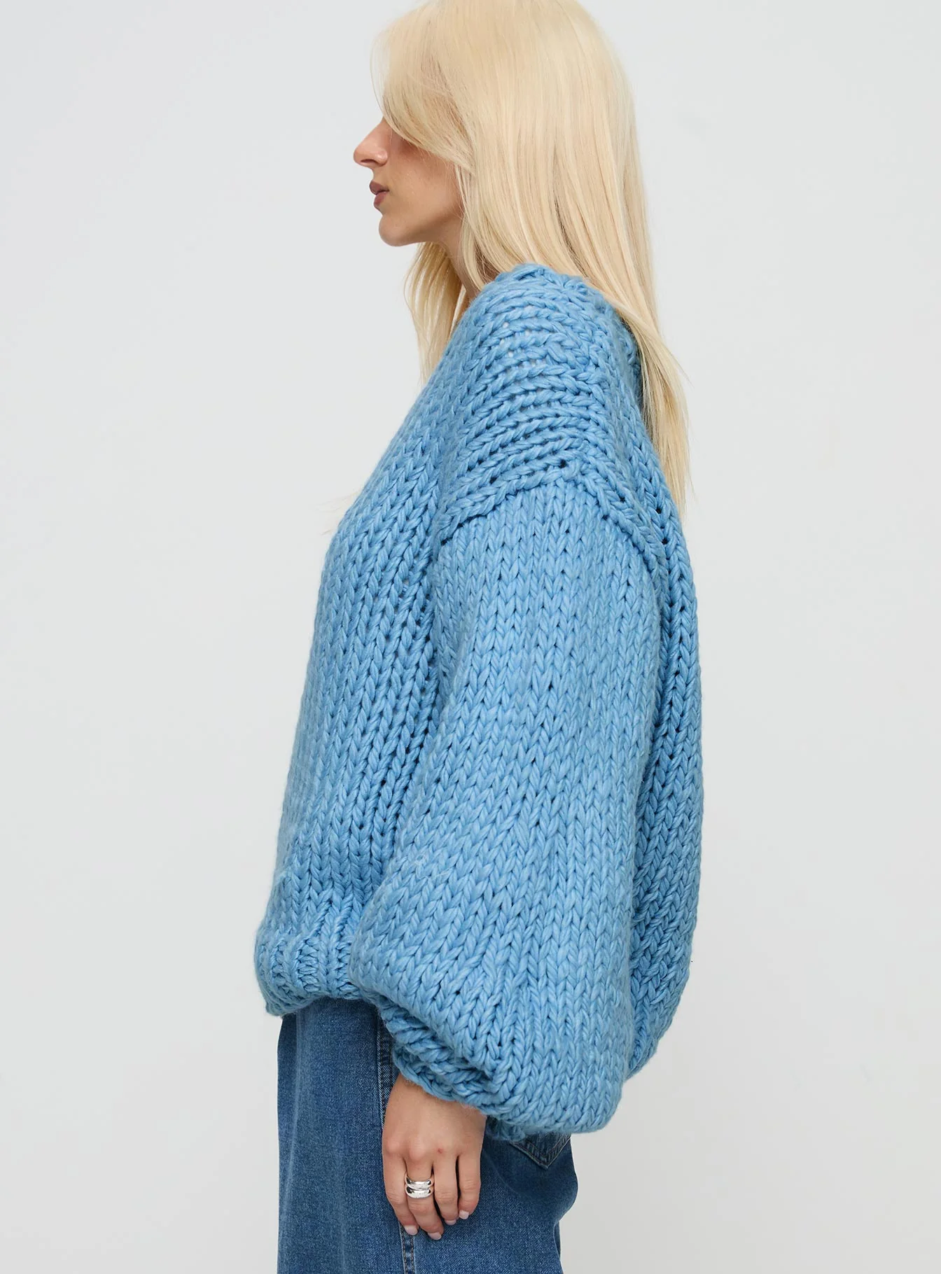 Arrowtown Hand Knit Sweater Blue - Image 4