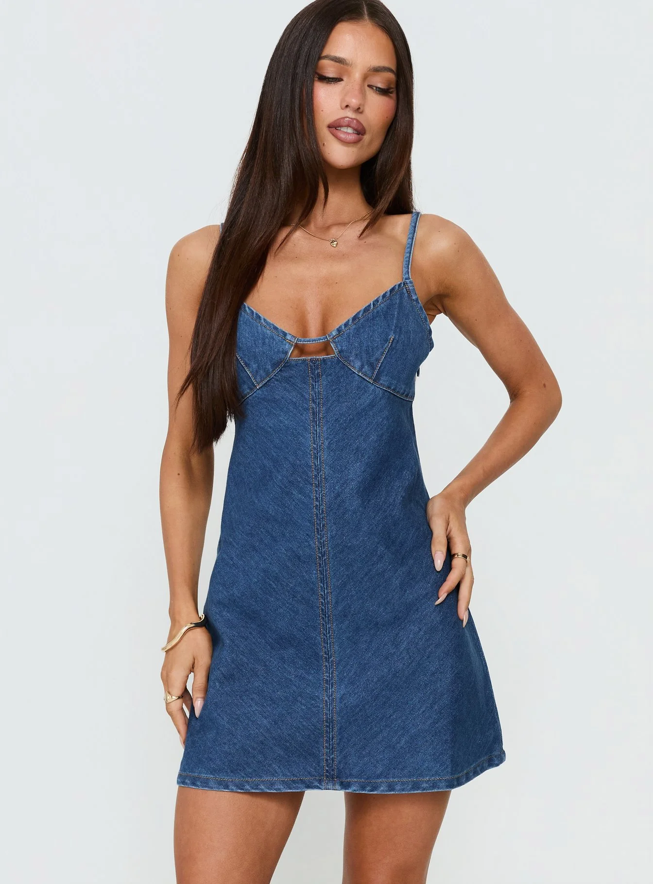 Arwen Denim Mini Dress Blue - Image 2