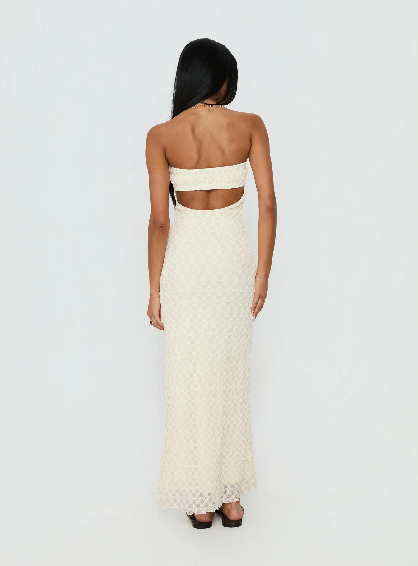 Aryela Strapless Textured Maxi Dress Cream - Image 5