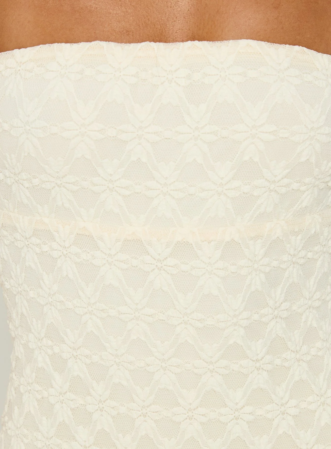 Aryela Strapless Textured Maxi Dress Cream - Image 6