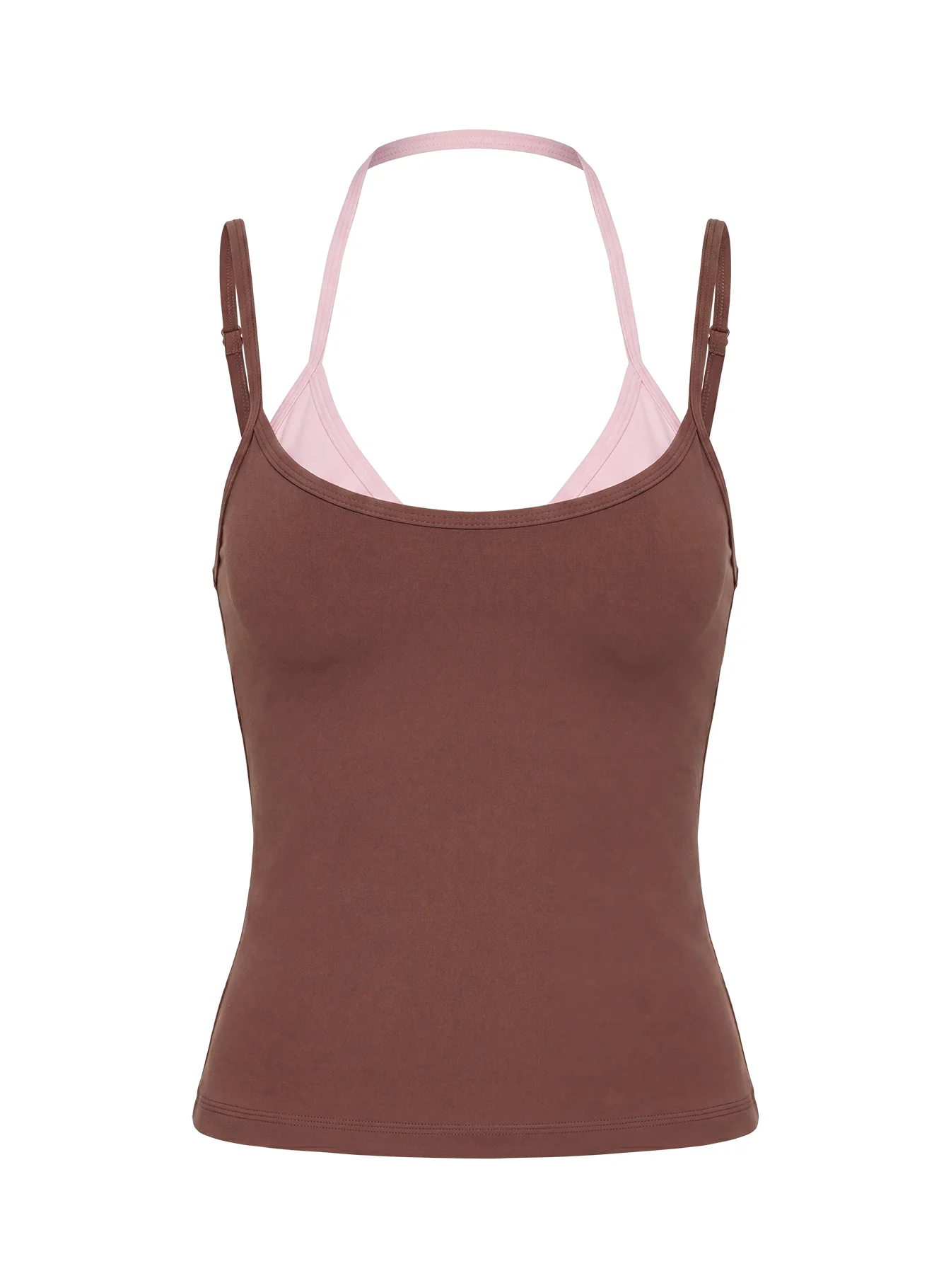 Ascend Layered Halter Tank Top Brown / Pink - Image 14