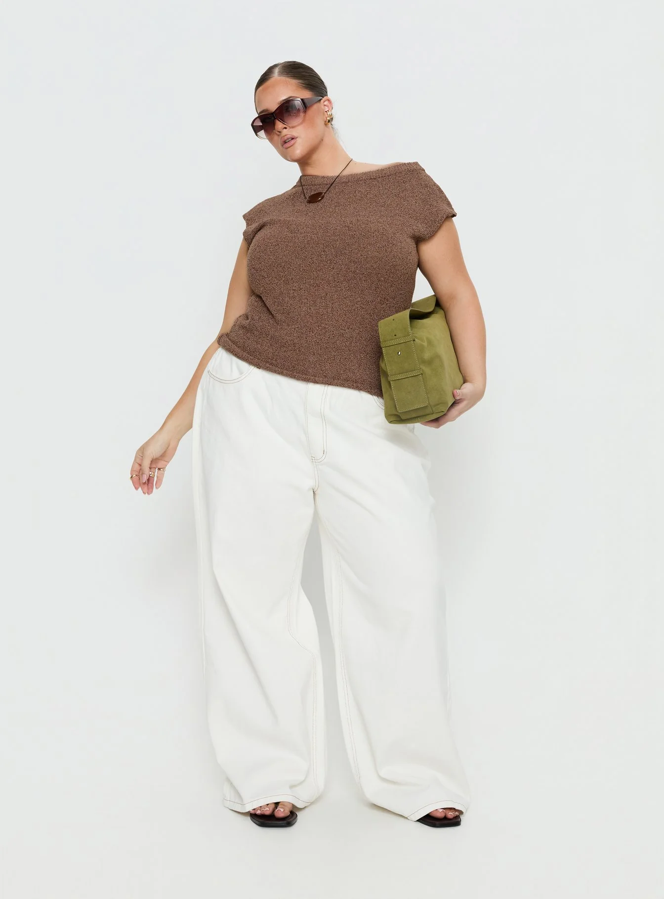 Ashfield Off Shoulder Top Brown Curve - Image 3