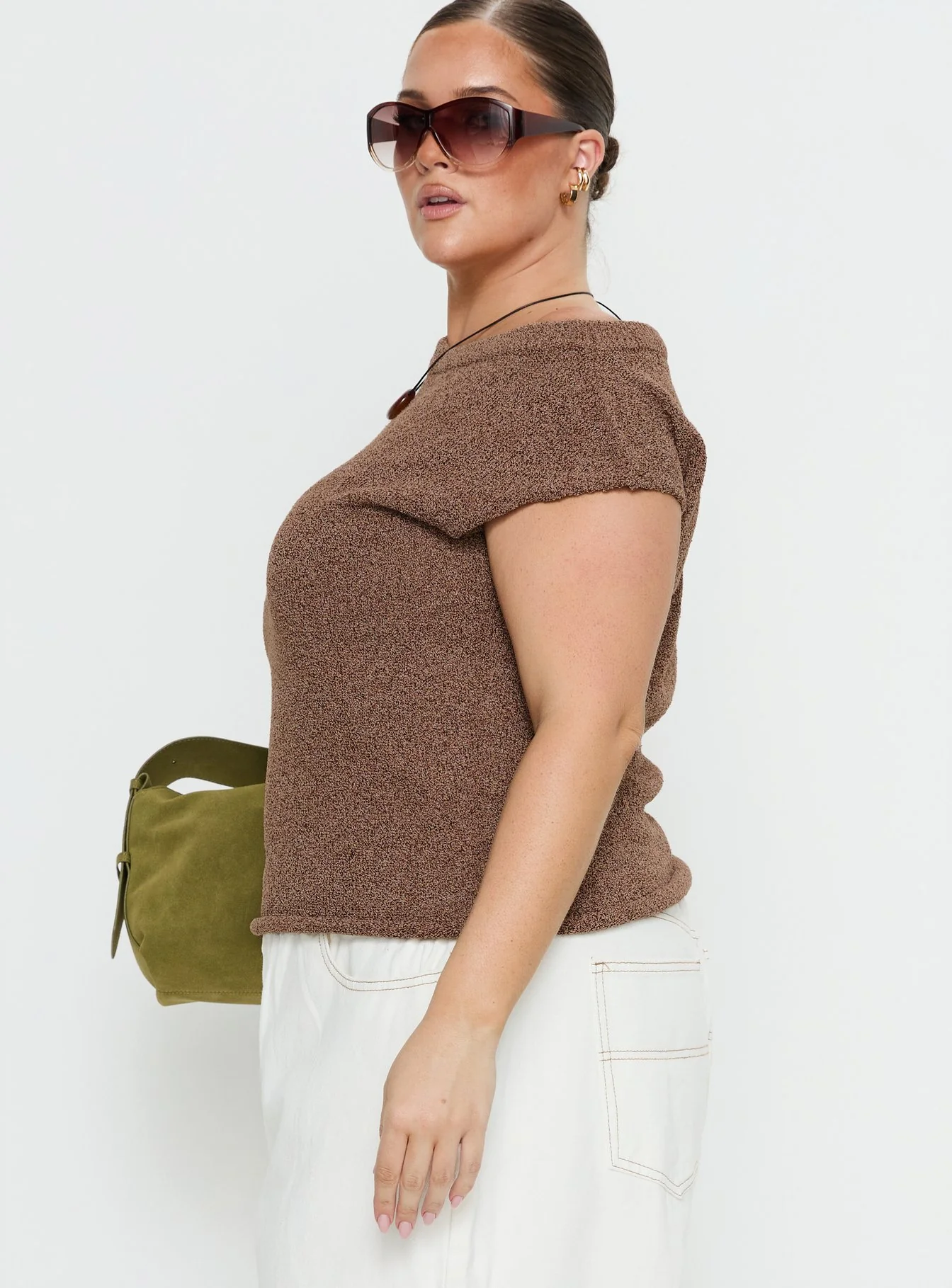 Ashfield Off Shoulder Top Brown Curve - Image 4