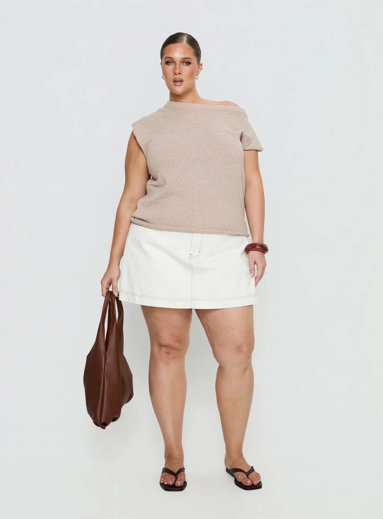 Ashfield Off Shoulder Top Oat Curve - Image 3