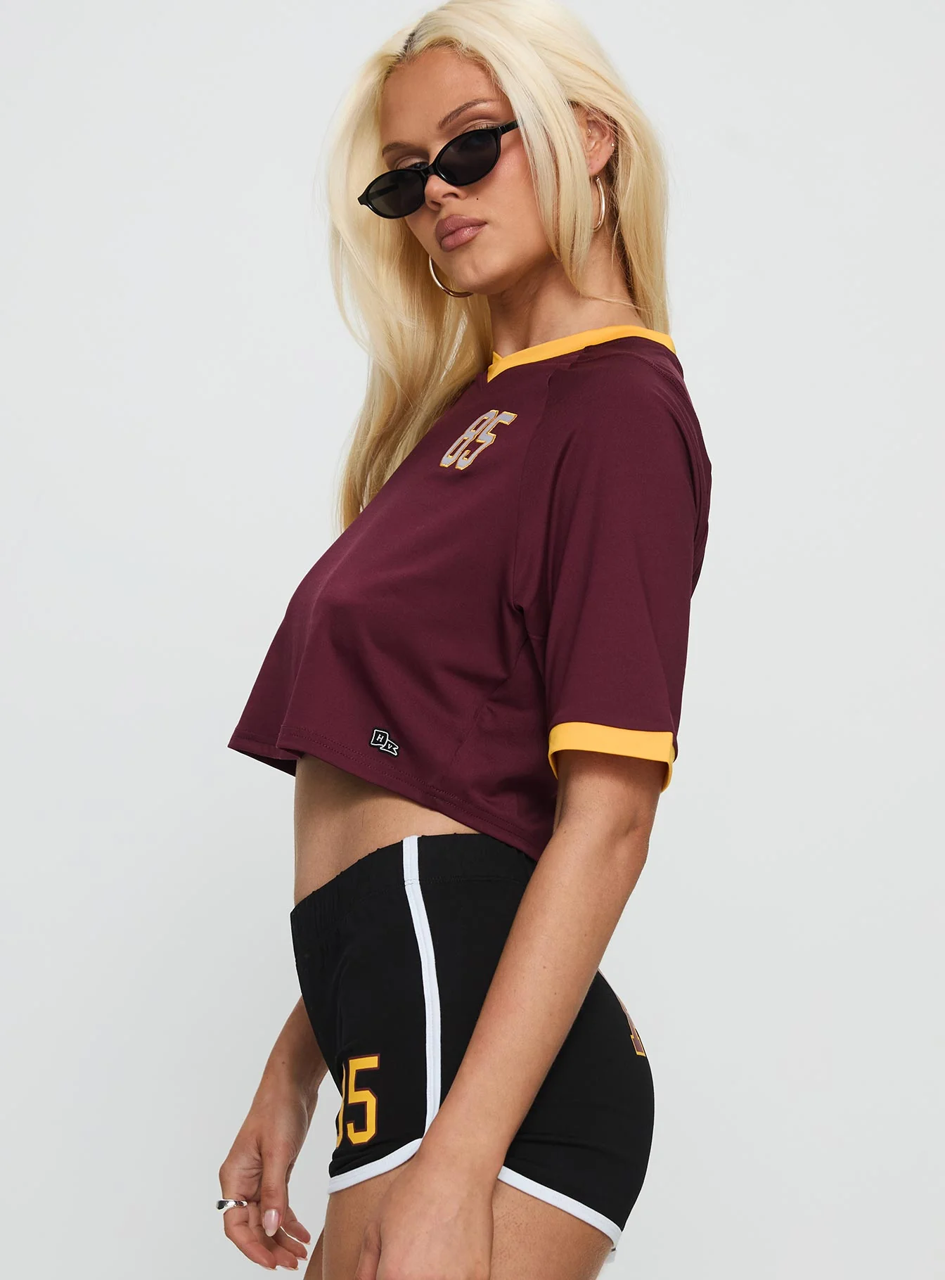 ASU Cropped Soccer Jersey Tee Maroon - Image 3