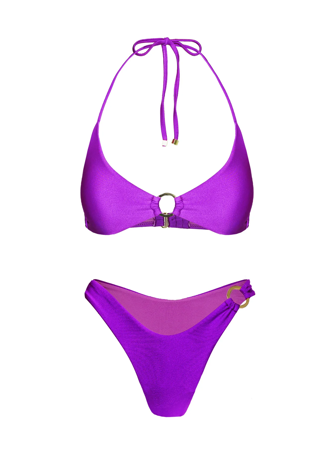 Athia Halter Shine Bikini Top Purple - Image 5