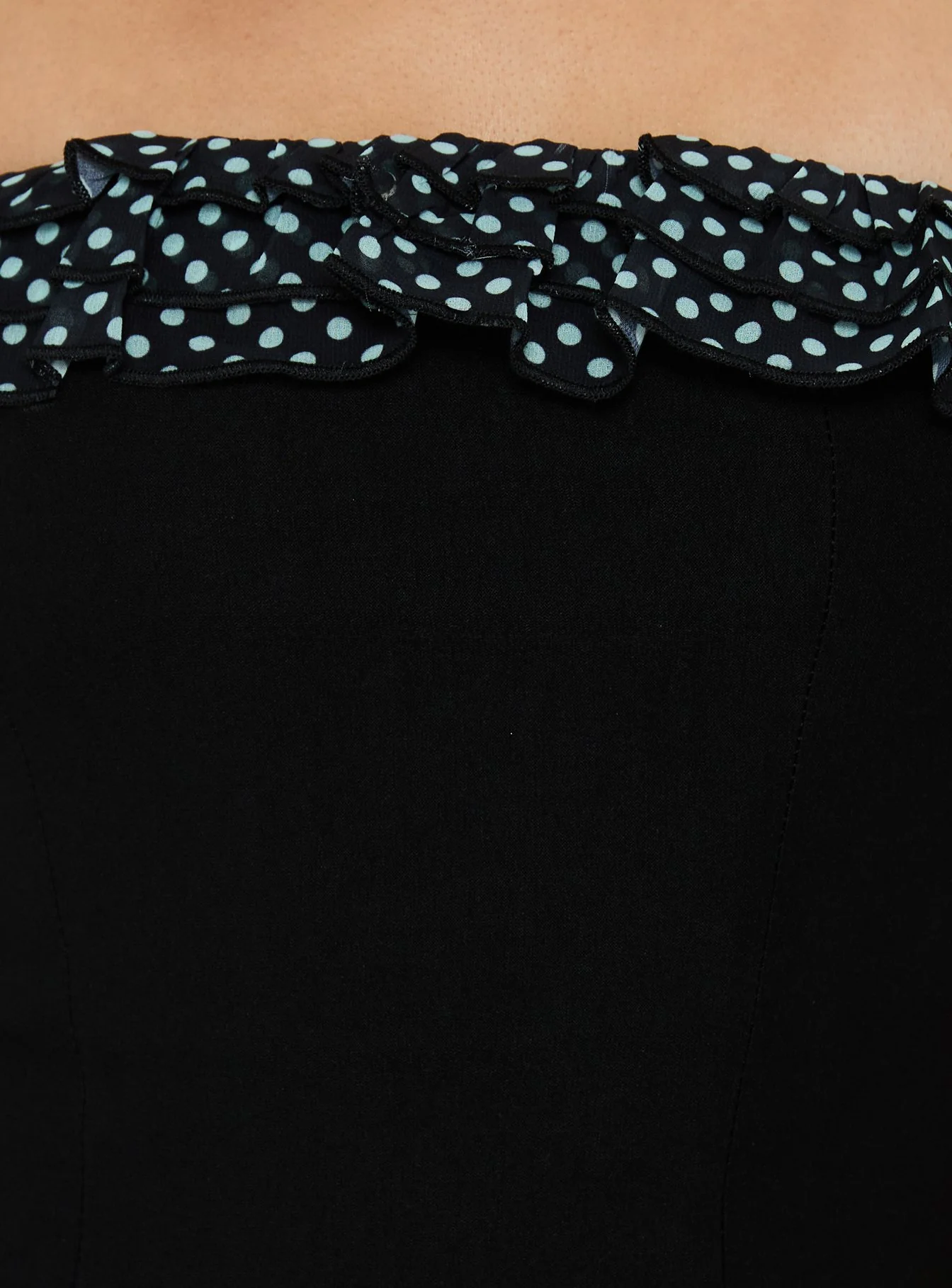 Attilia Frill Detail Strapless Top Black Polka Dot - Image 6