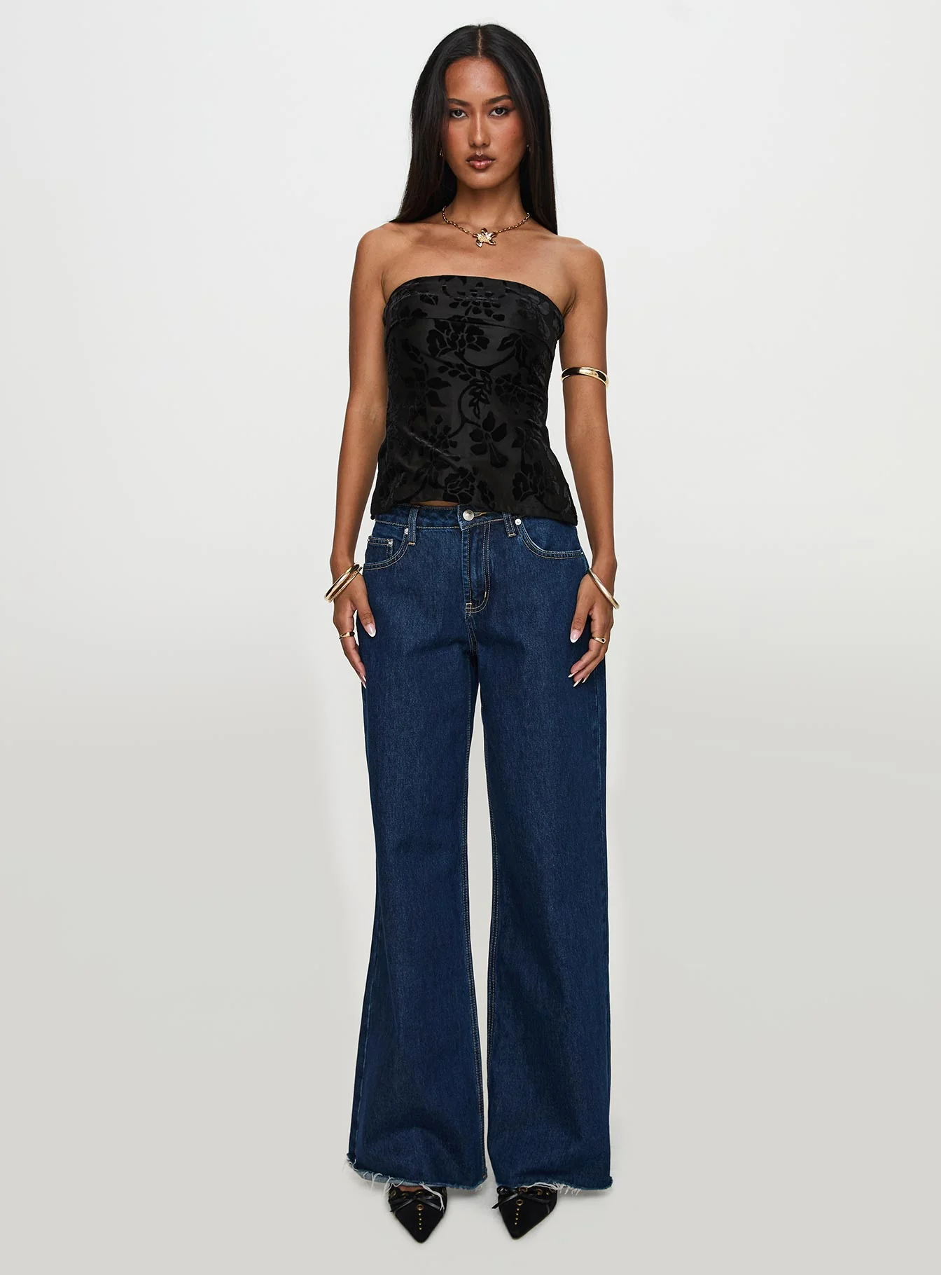 Attlee Strapless Top Black Floral - Image 6