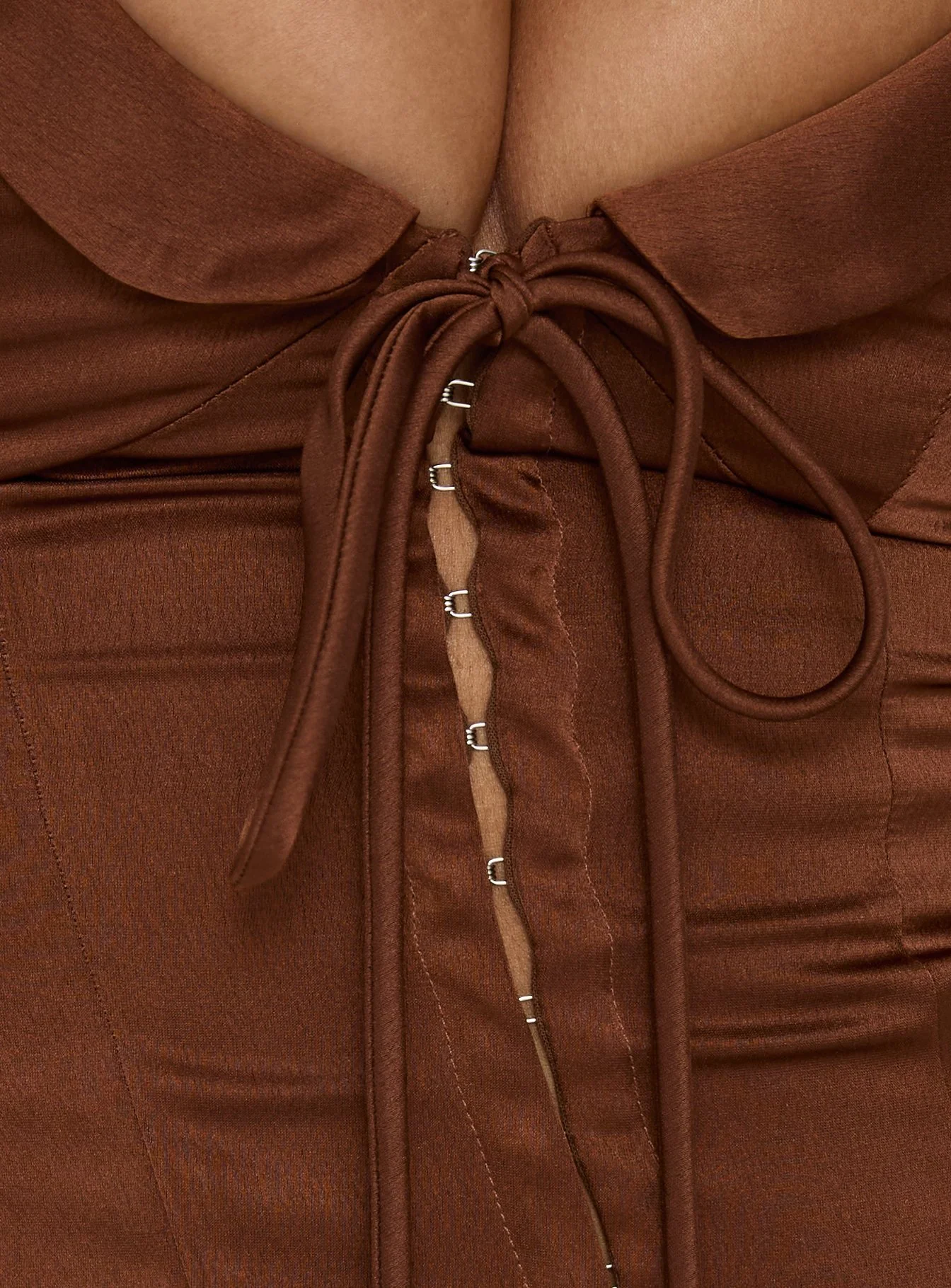Aubrette Satin Collar Top Chocolate - Image 6