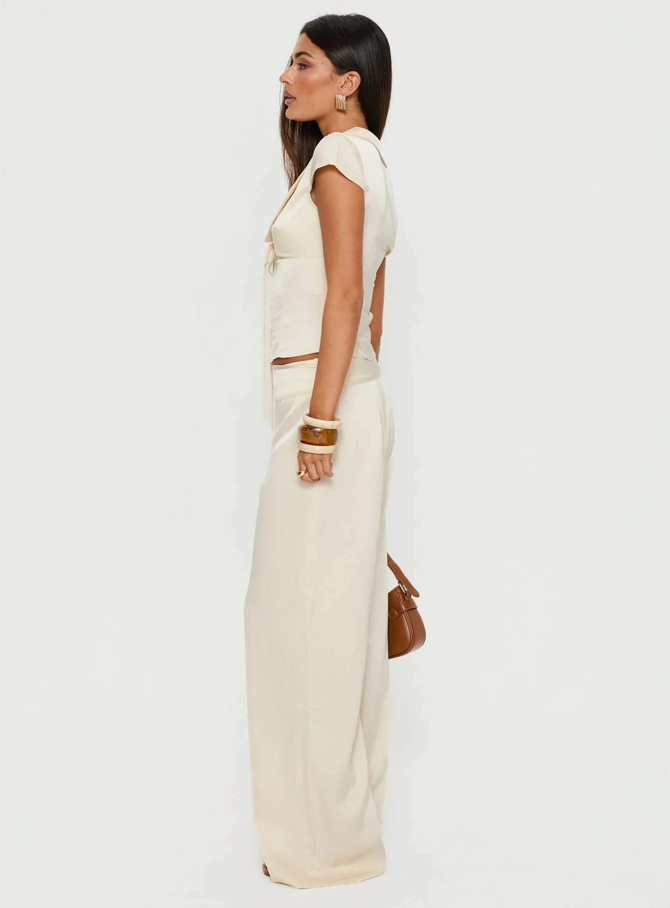 Aubrette Satin Tie Pants Cream - Image 5