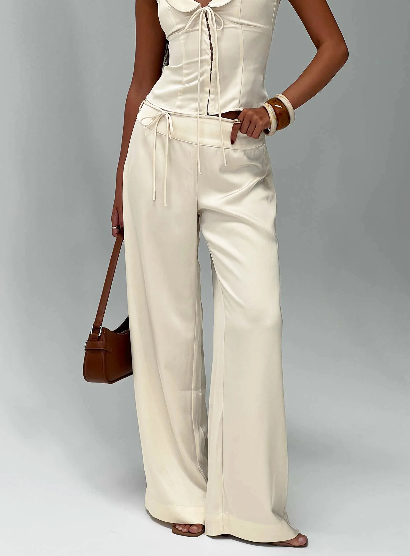 Aubrette Satin Tie Pants Cream - Image 9