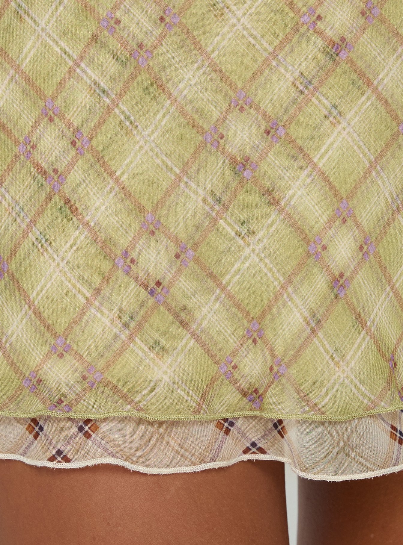Avalind Layered Mini Skirt Green Check - Image 6