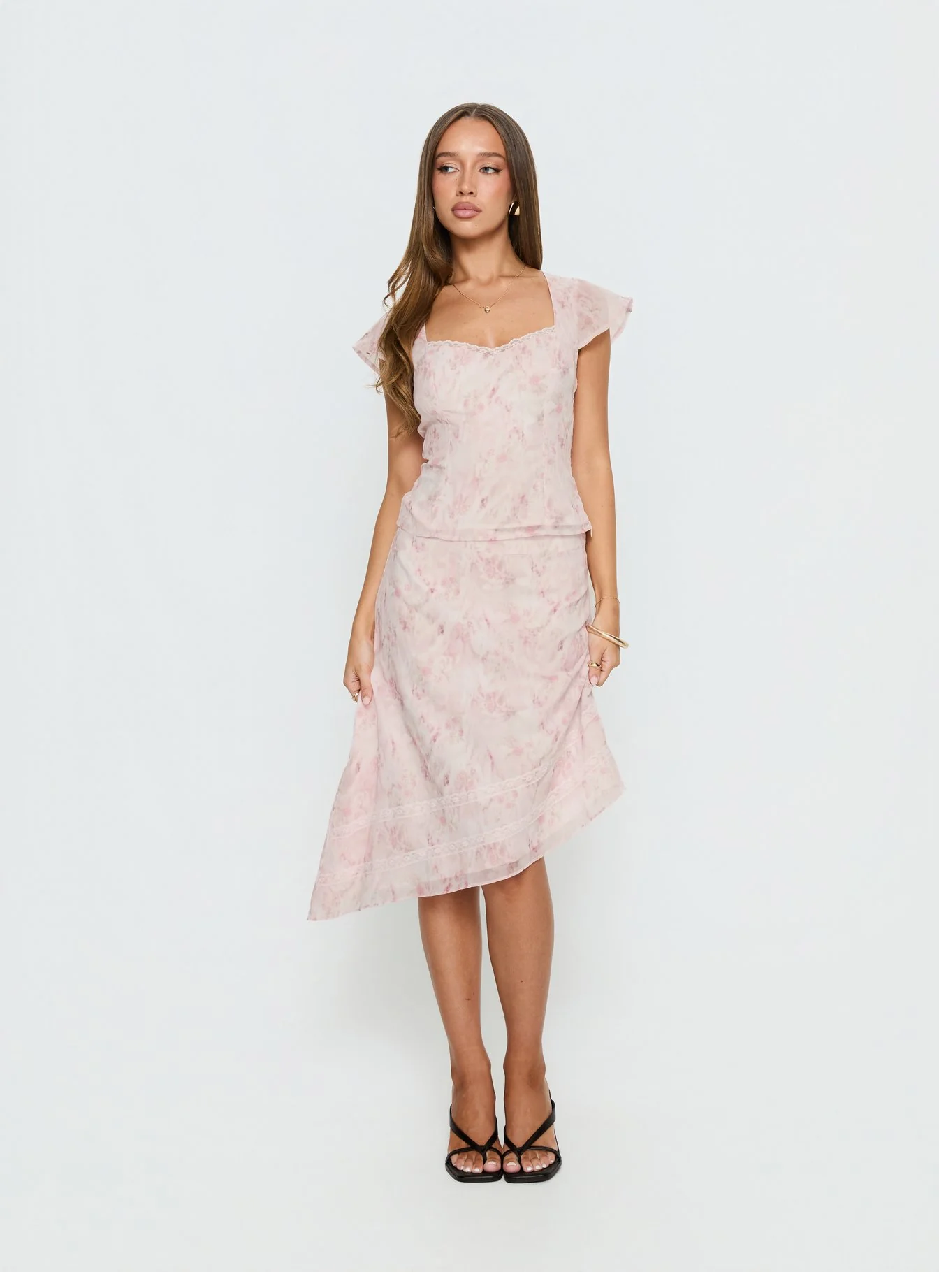 Avaline Asymmetrical Midi Skirt Pink - Image 2