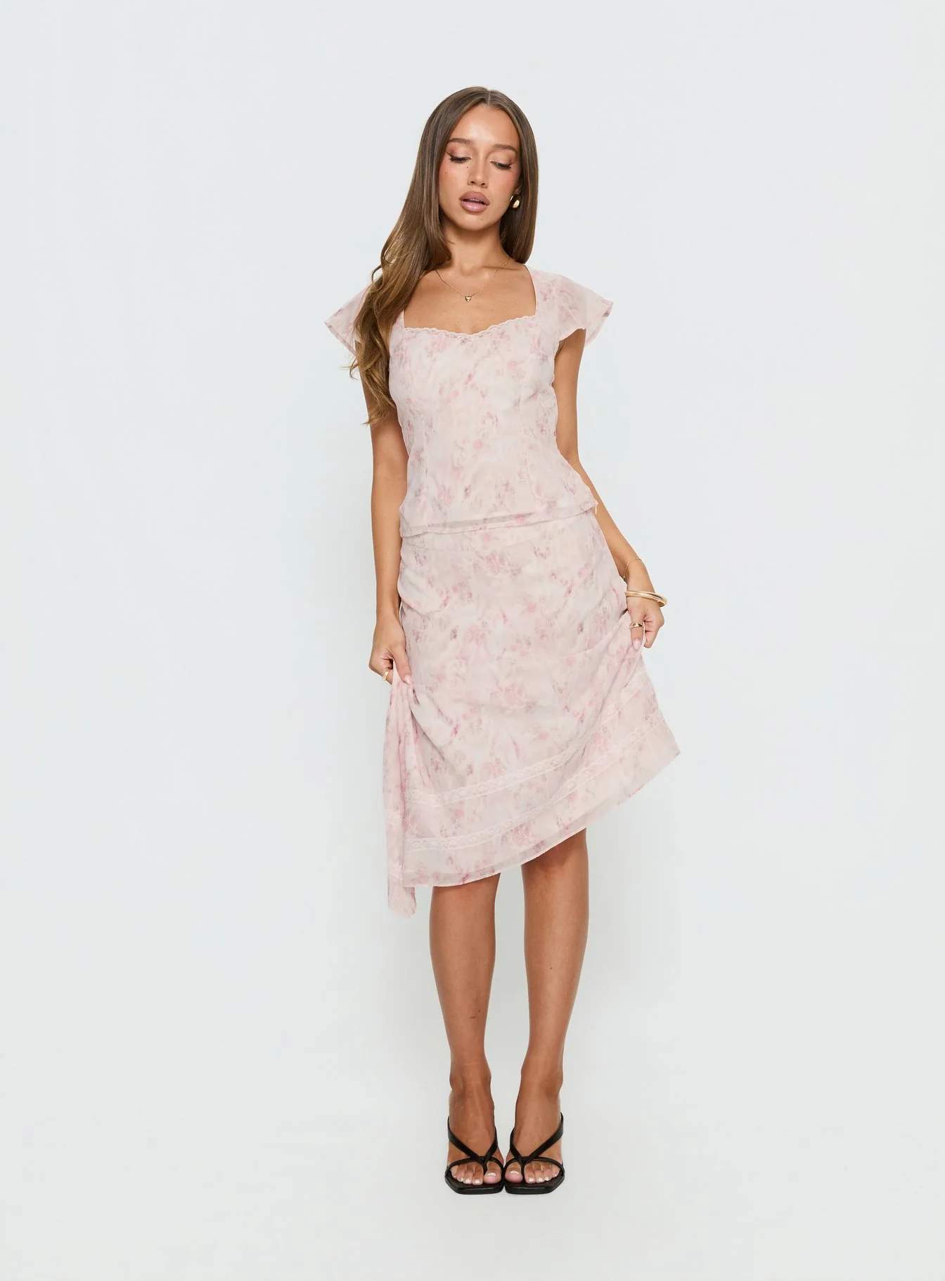 Avaline Asymmetrical Midi Skirt Pink - Image 3