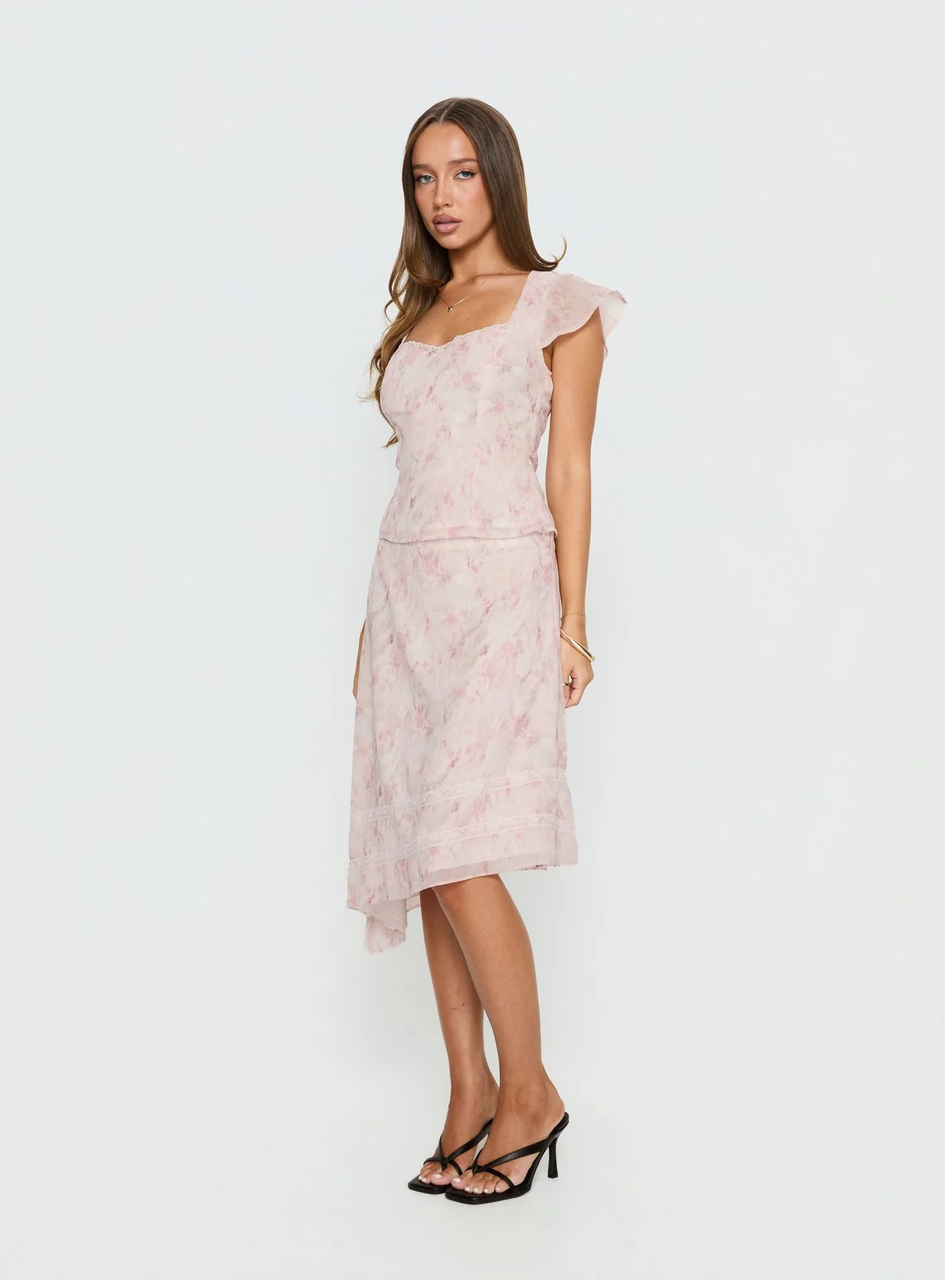 Avaline Asymmetrical Midi Skirt Pink - Image 4
