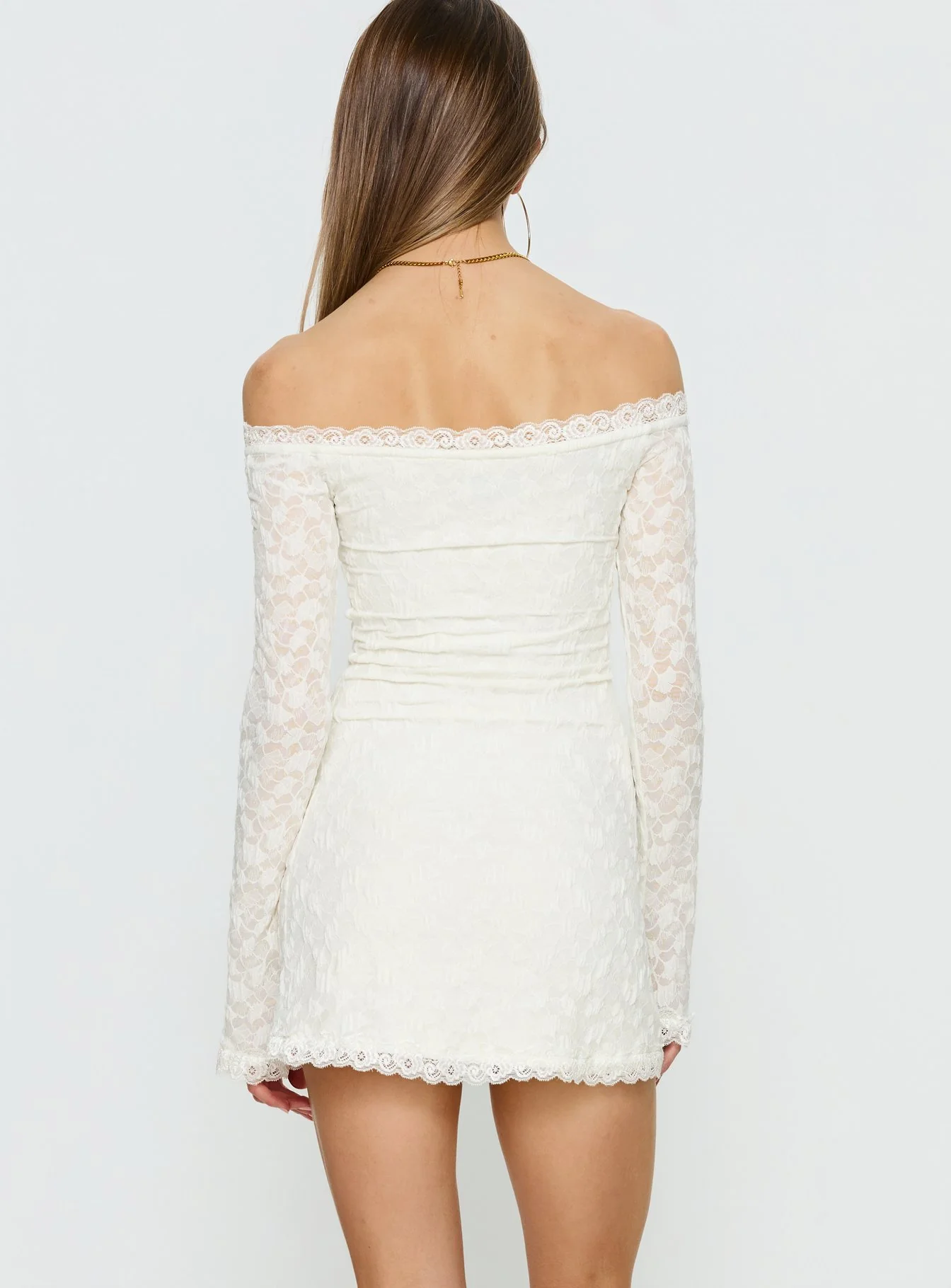 Avenues Long Sleeve Lace Mini Dress White - Image 5