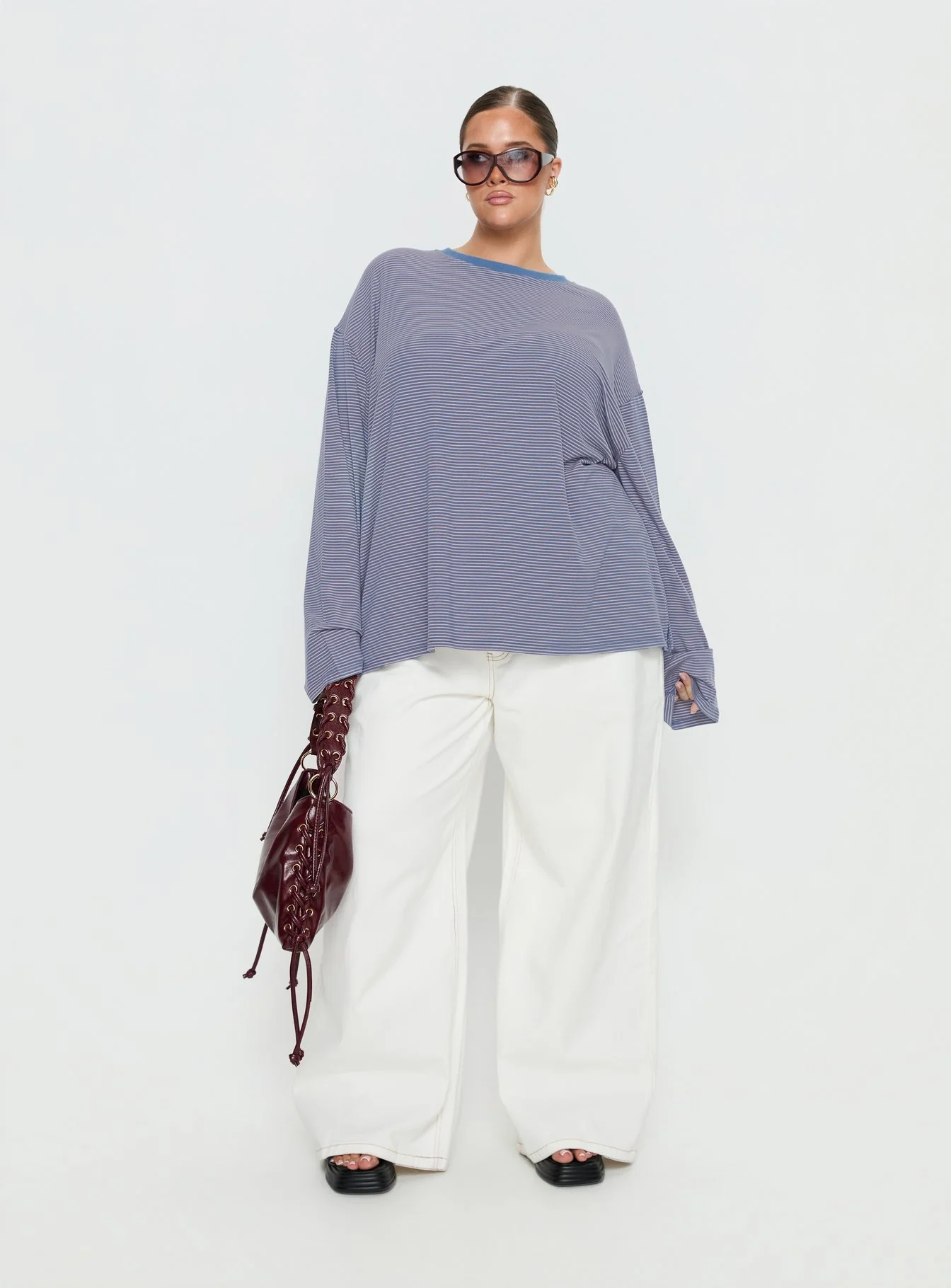 Marlah Long Sleeve Top Blue Stripe Curve - Image 3
