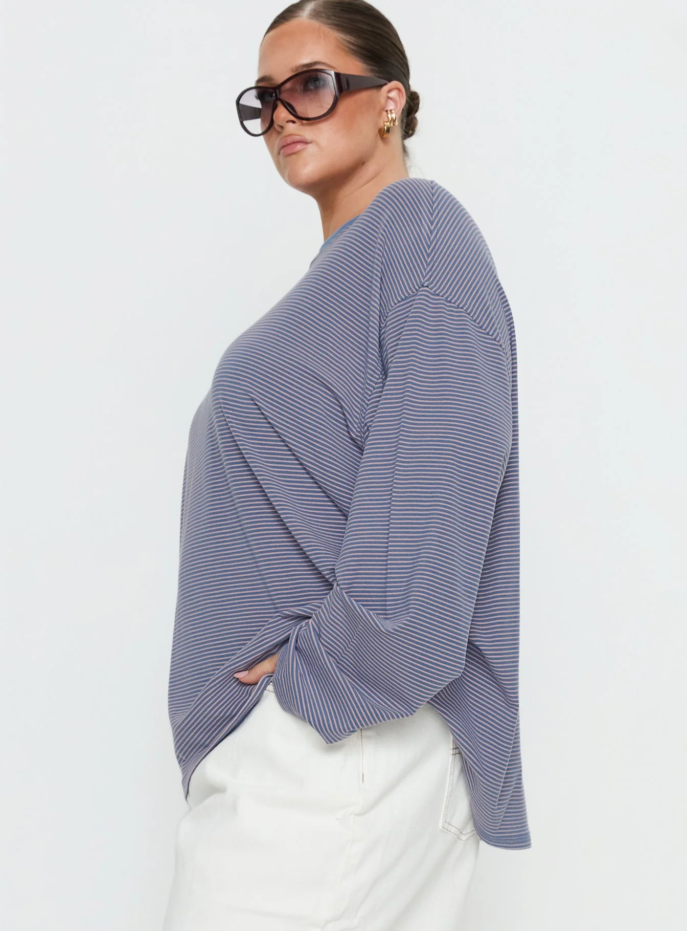 Marlah Long Sleeve Top Blue Stripe Curve - Image 4