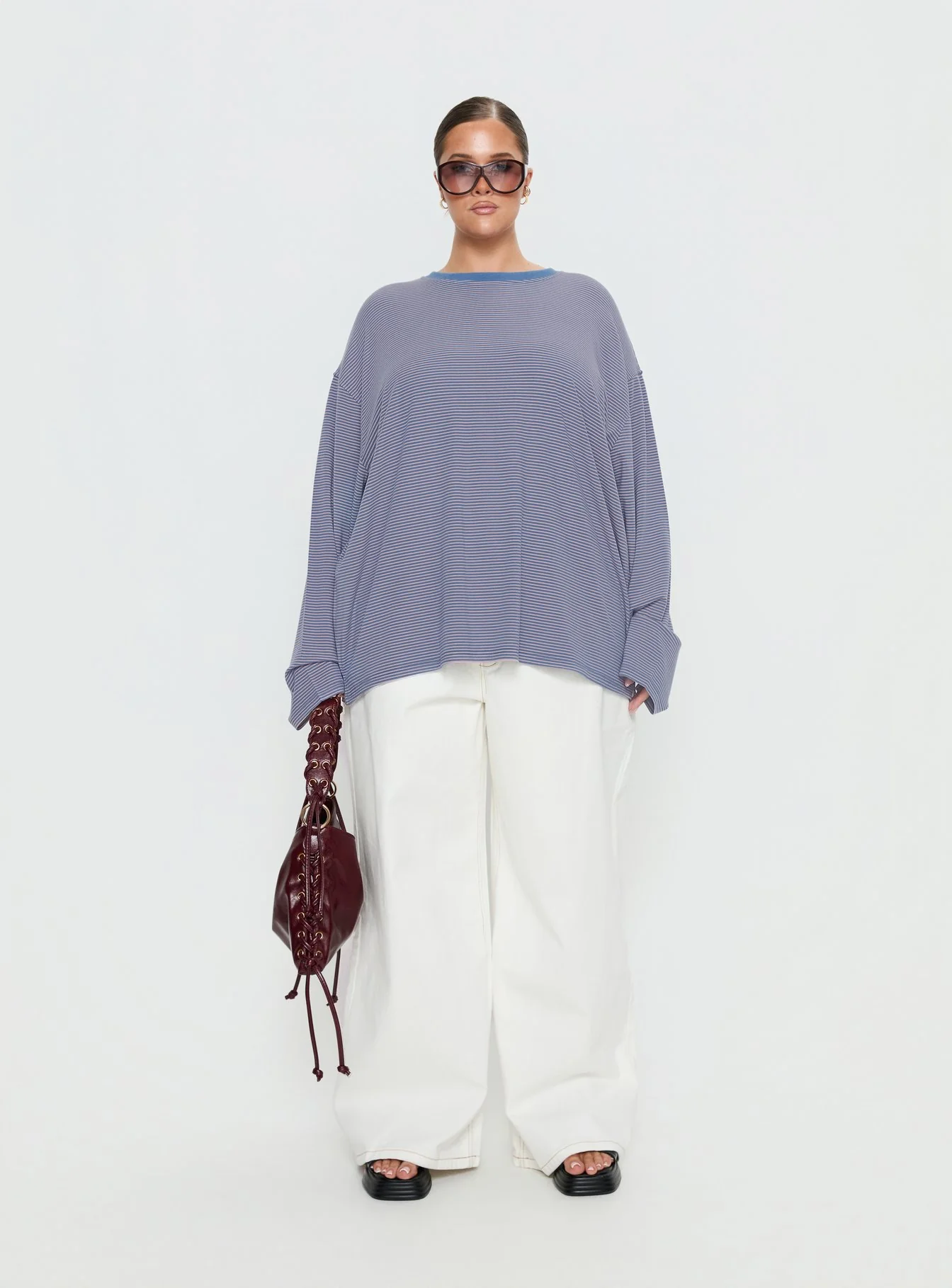 Marlah Long Sleeve Top Blue Stripe Curve - Image 7