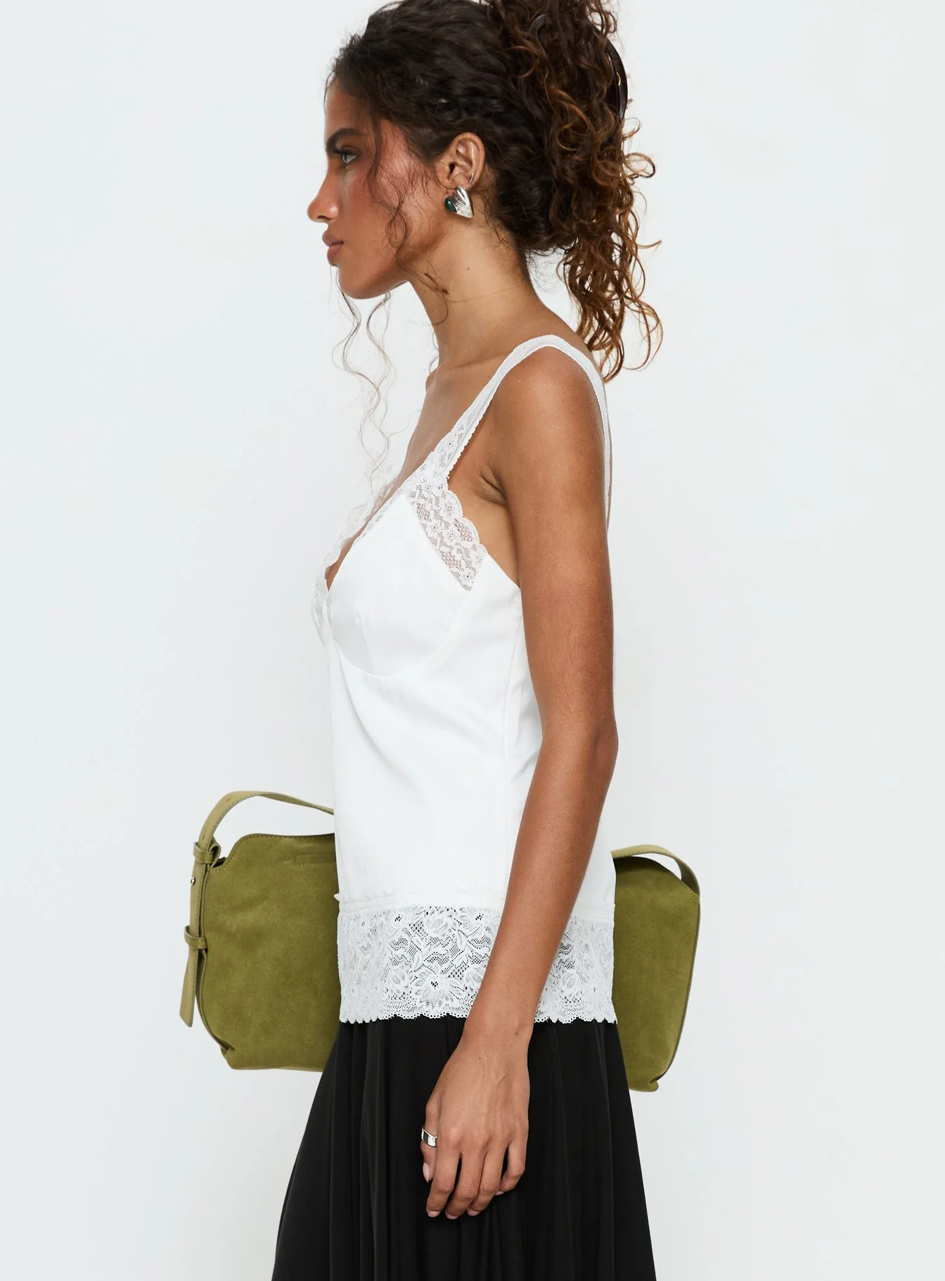 Avyra Lace Trim Cami Top White - Image 4