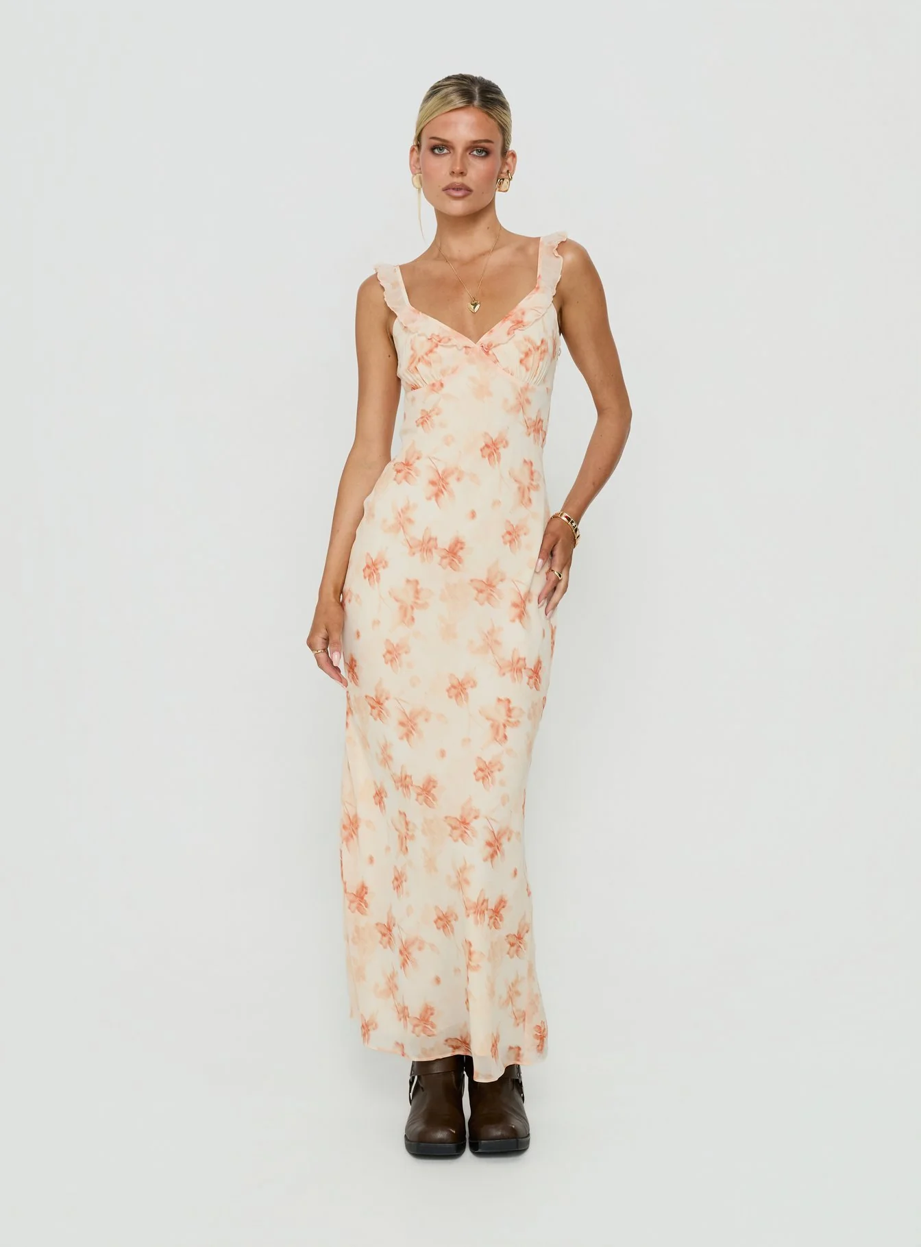 Aymi Frill Bust Detail Maxi Dress Multi Floral - Image 2