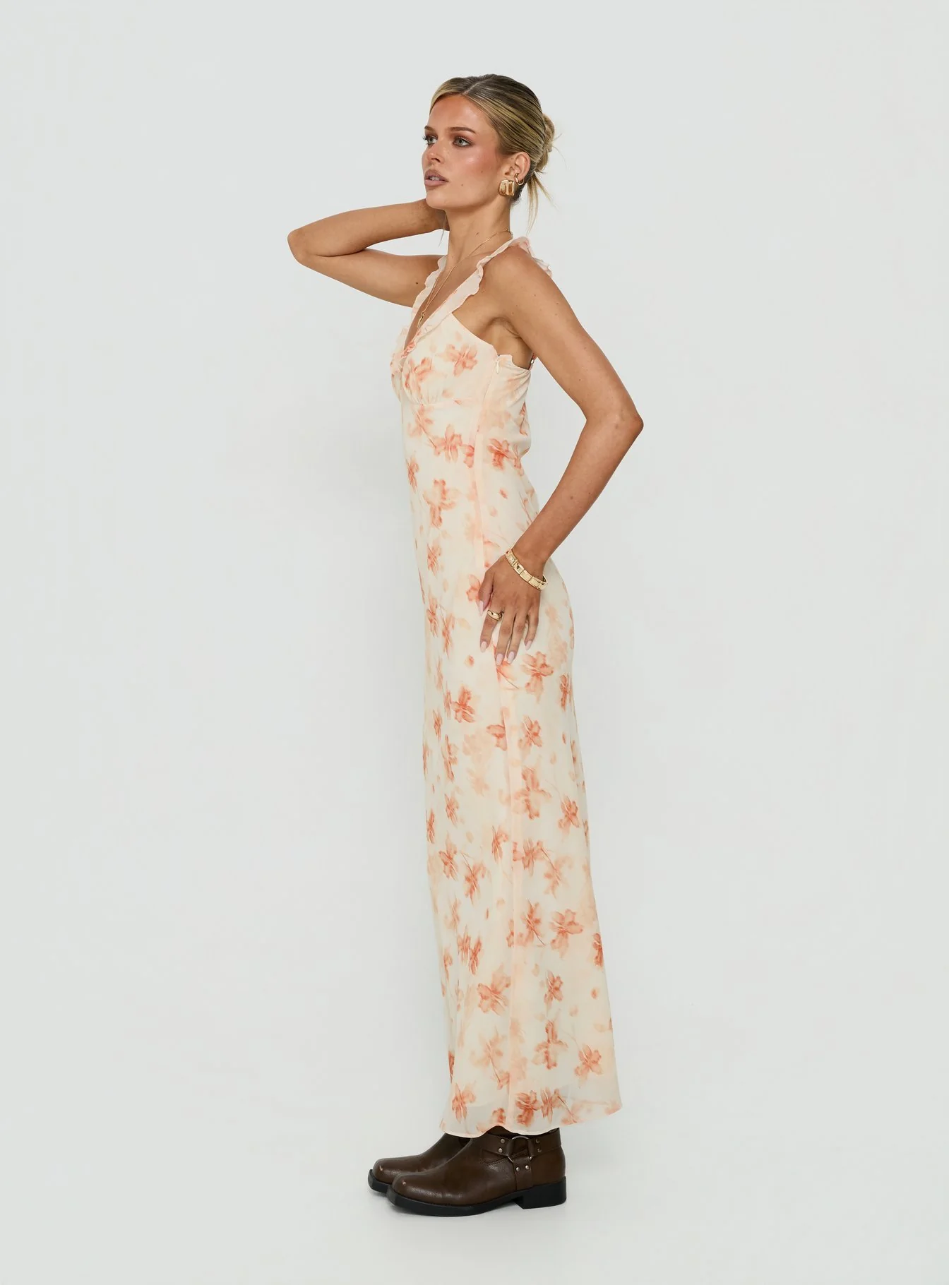 Aymi Frill Bust Detail Maxi Dress Multi Floral - Image 3