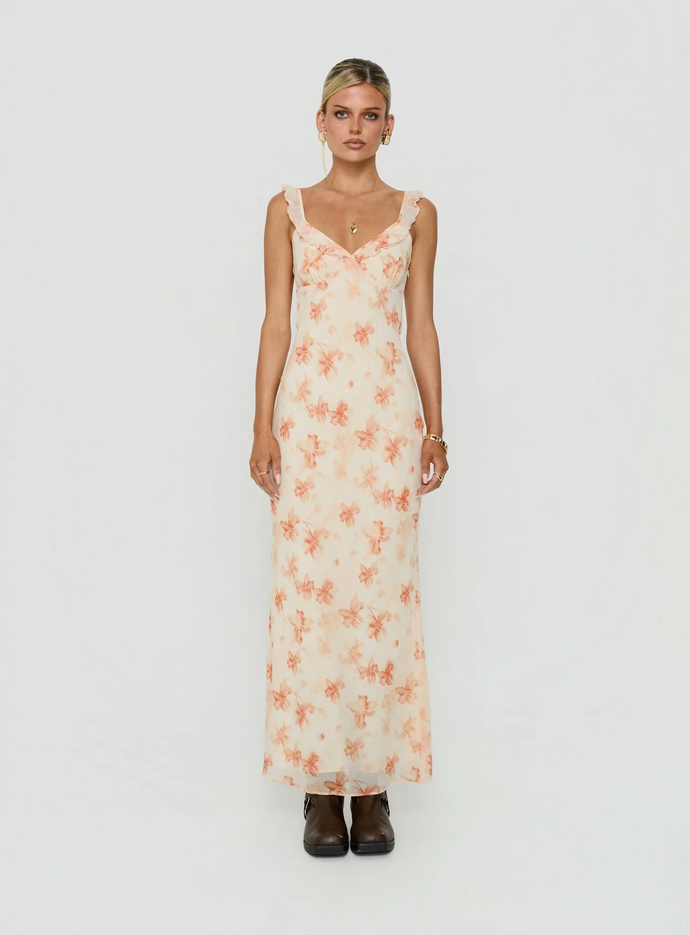 Aymi Frill Bust Detail Maxi Dress Multi Floral - Image 6