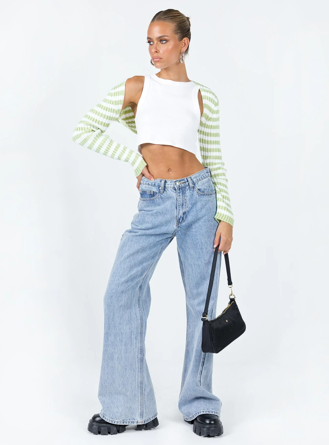 Aytan Bolero Sweater Green/White - Image 3