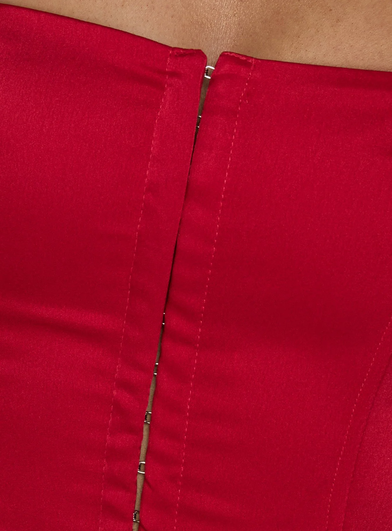Gabriela Satin Halter Corset Top Red - Image 5