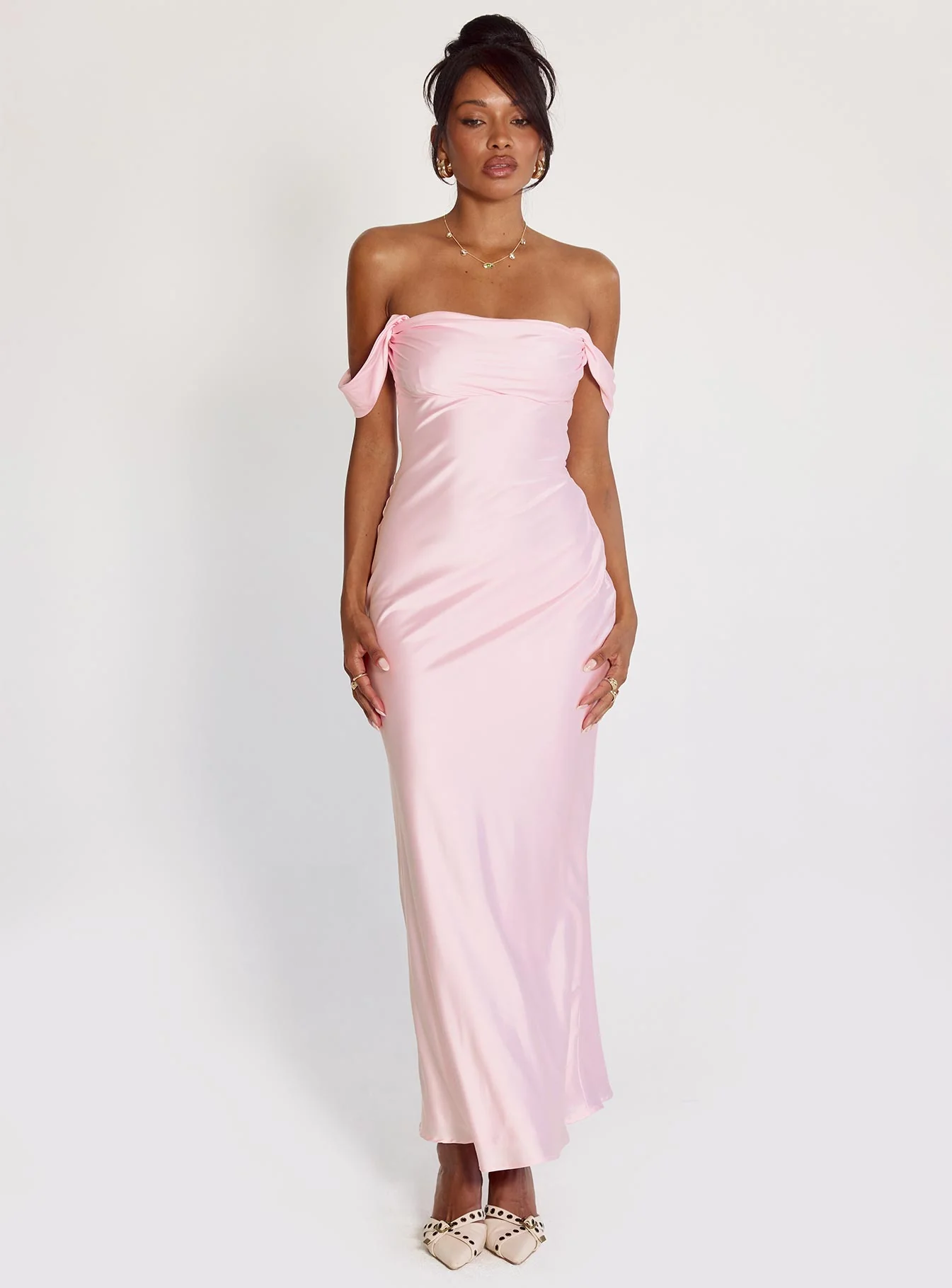 Azura Off The Shoulder Maxi Dress Pink - Image 11