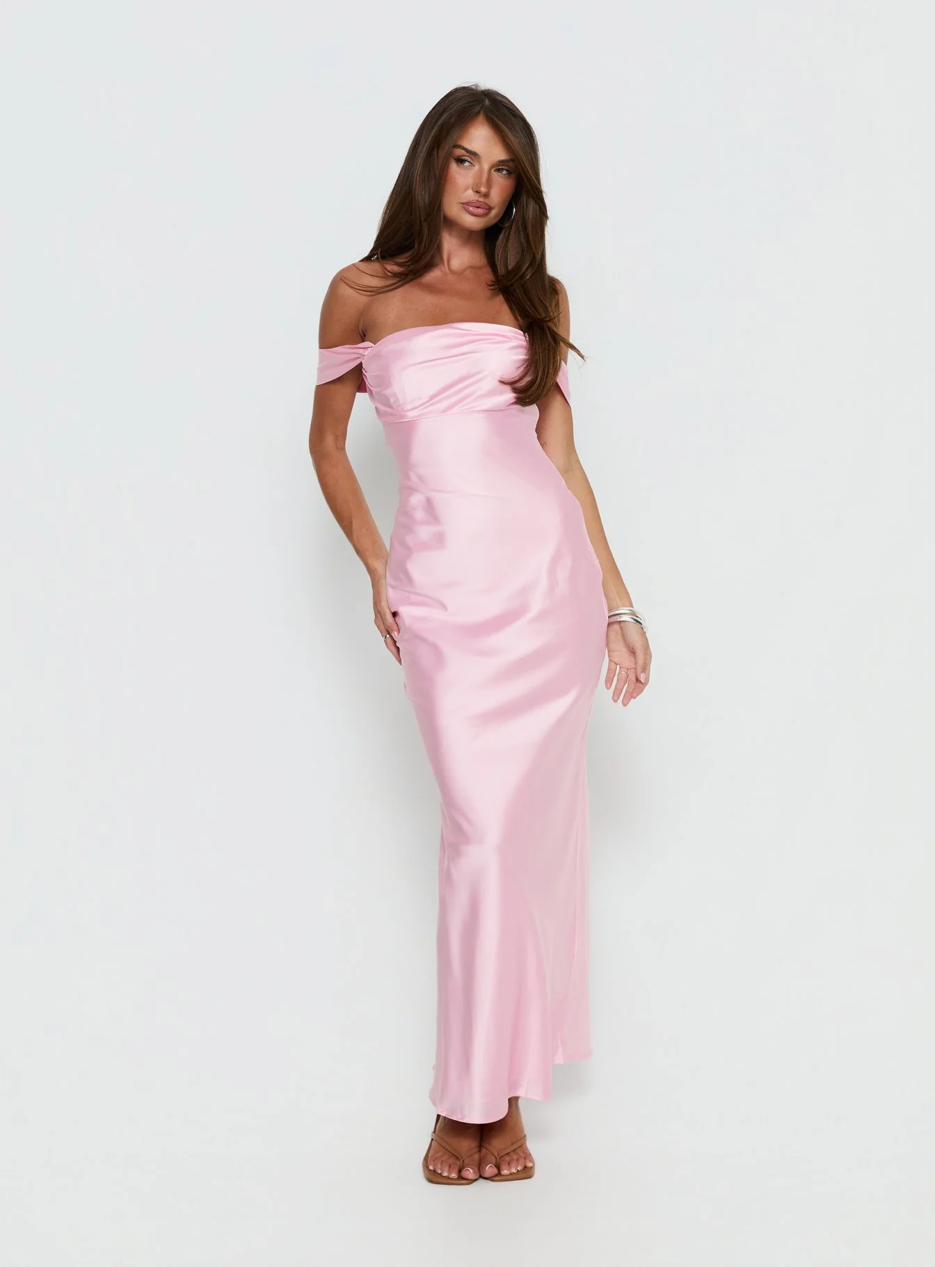 Azura Off The Shoulder Maxi Dress Pink - Image 2