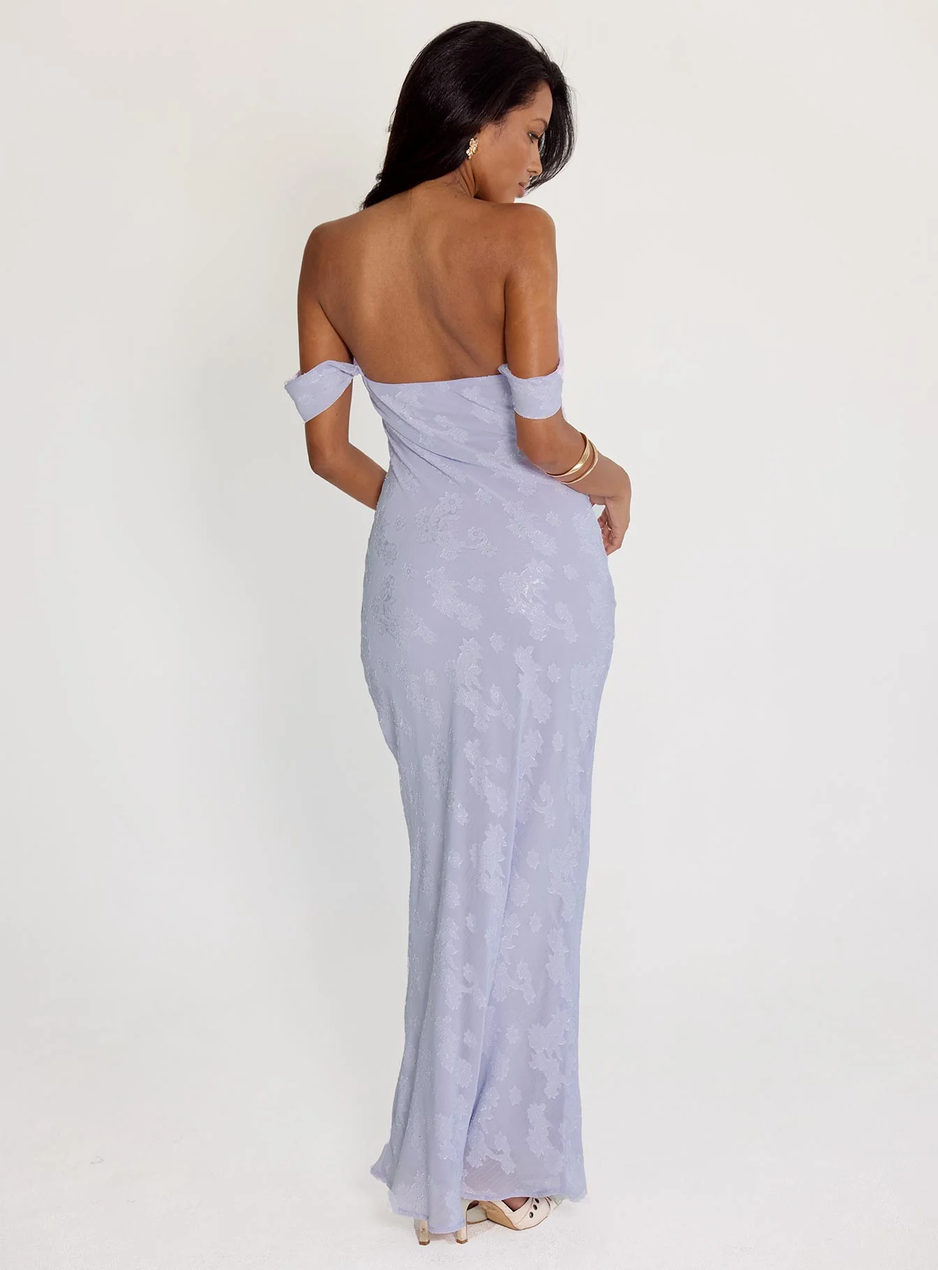 Azura Off The Shoulder Maxi Dress Lilac - Image 4
