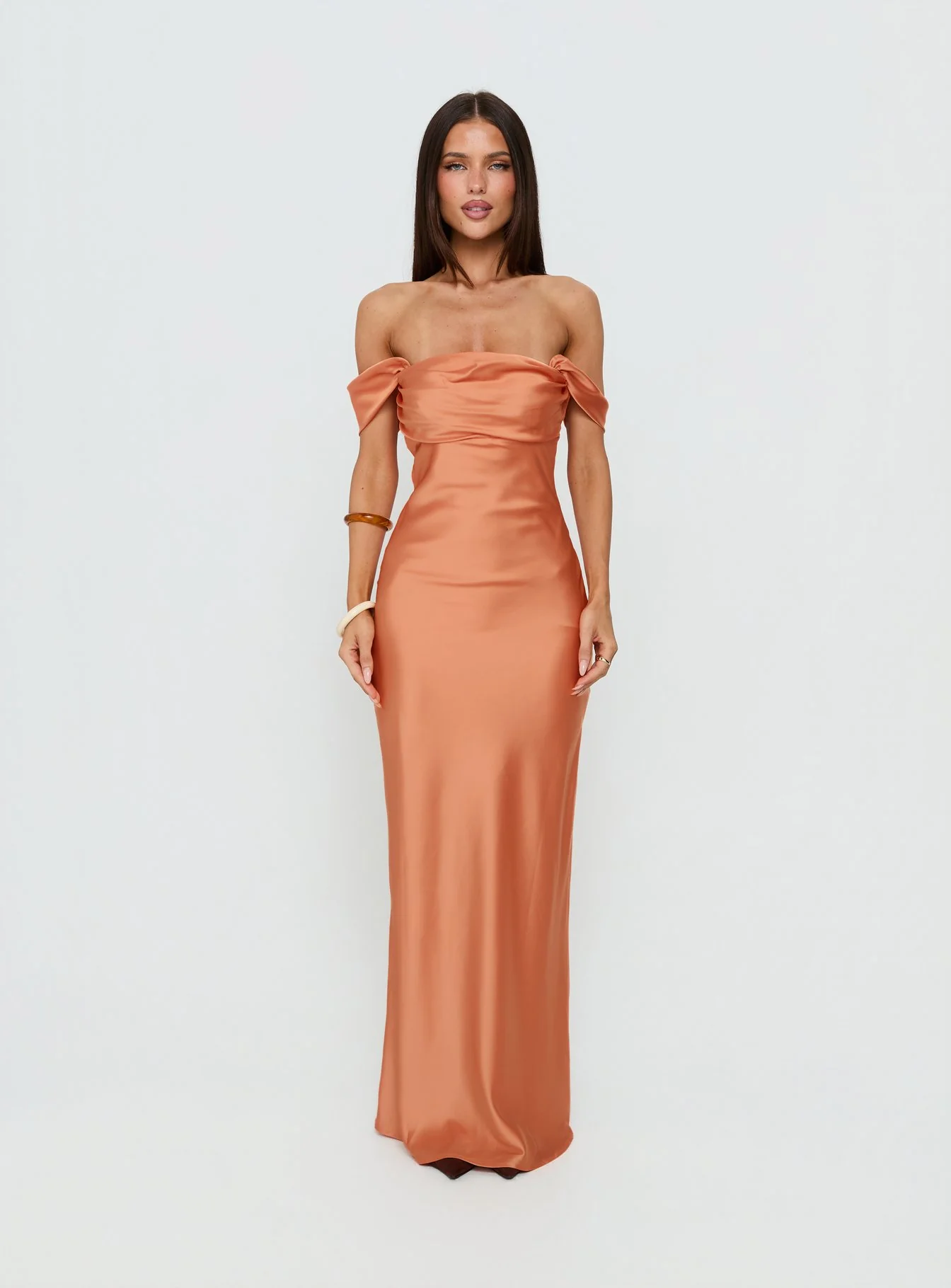 Azura Off The Shoulder Maxi Dress Orange - Image 6