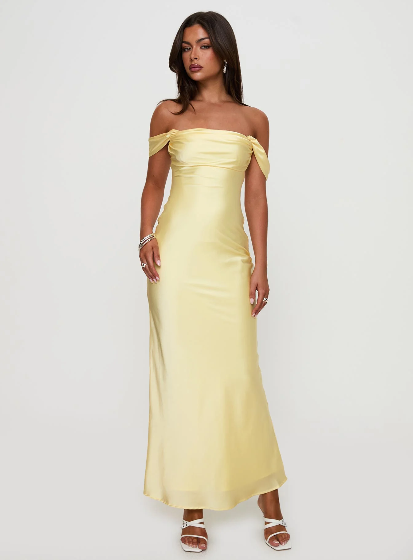Azura Off The Shoulder Maxi Dress Yellow - Image 3