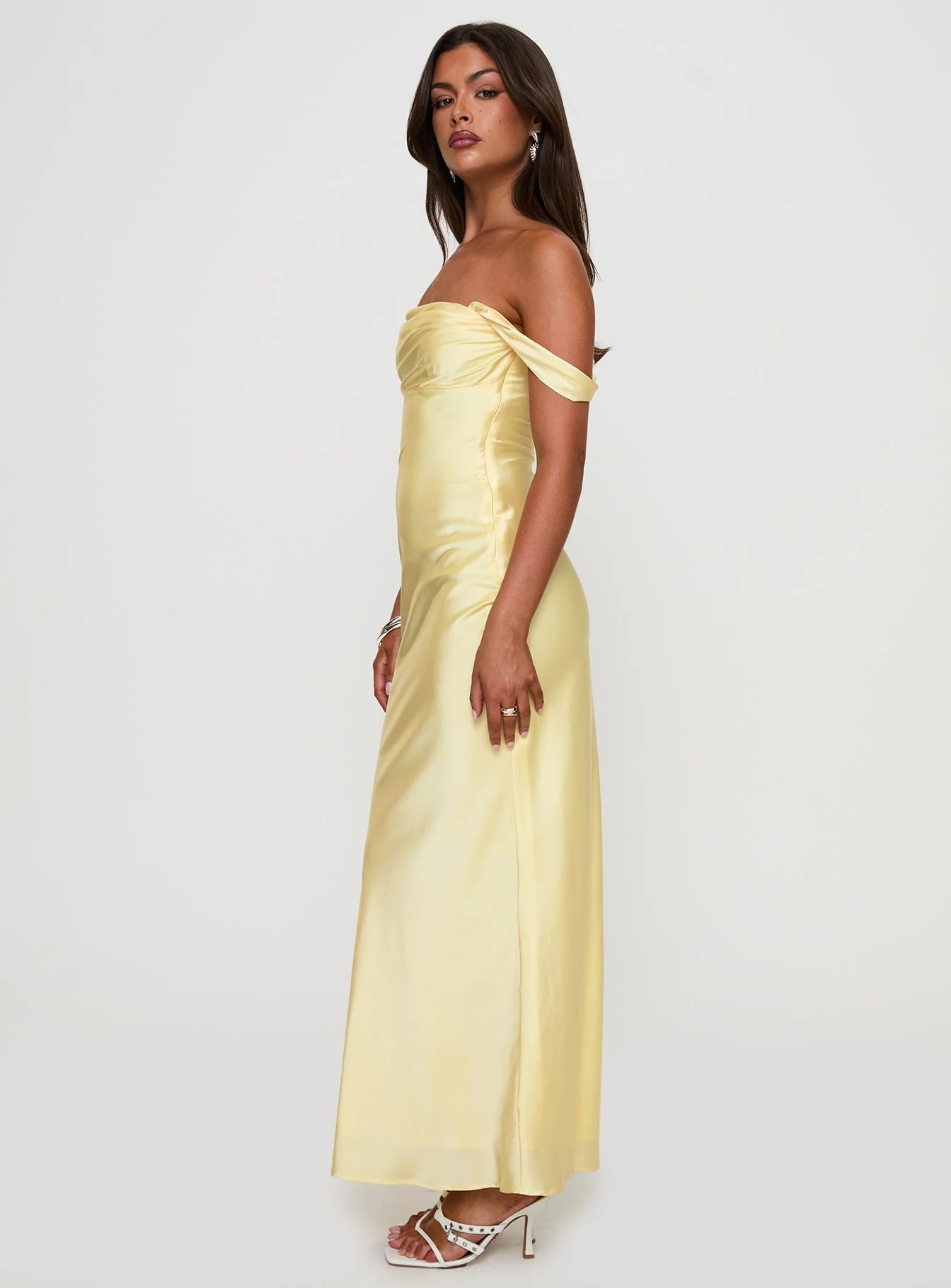Azura Off The Shoulder Maxi Dress Yellow - Image 4