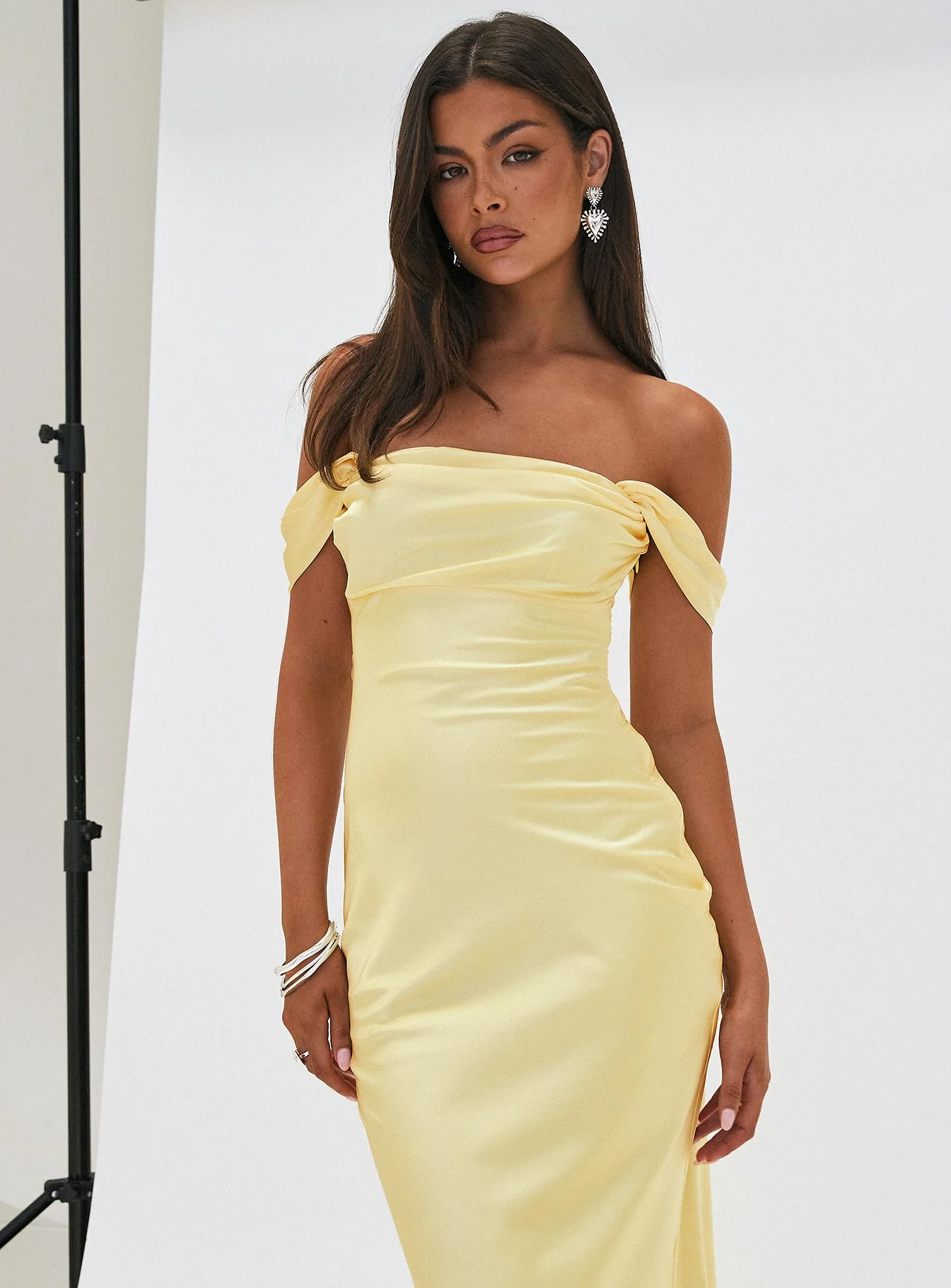Azura Off The Shoulder Maxi Dress Yellow - Image 9