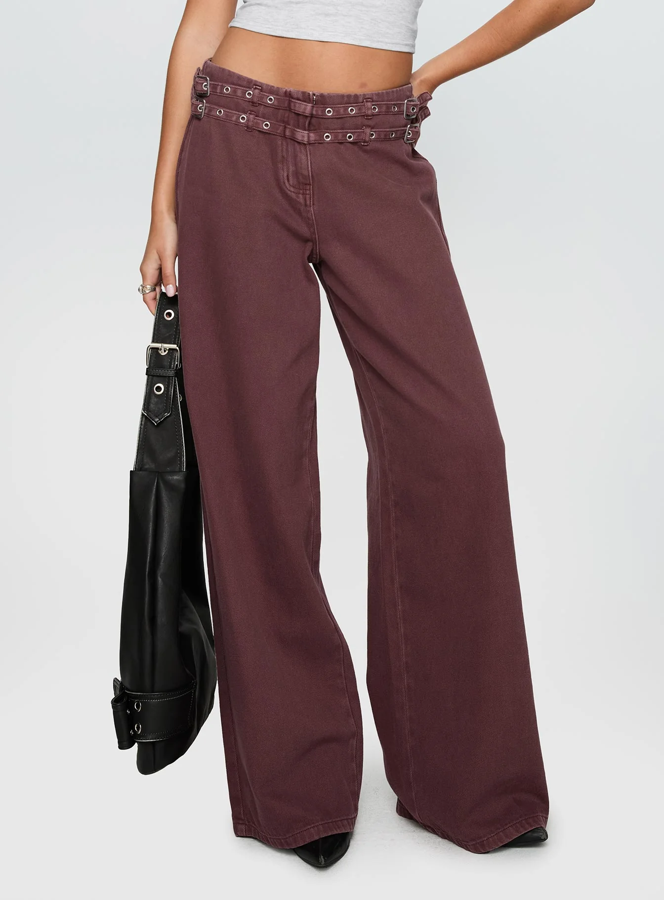 Baccarat Mid Rise Wide Leg Belted Pant Chocolate - Image 3