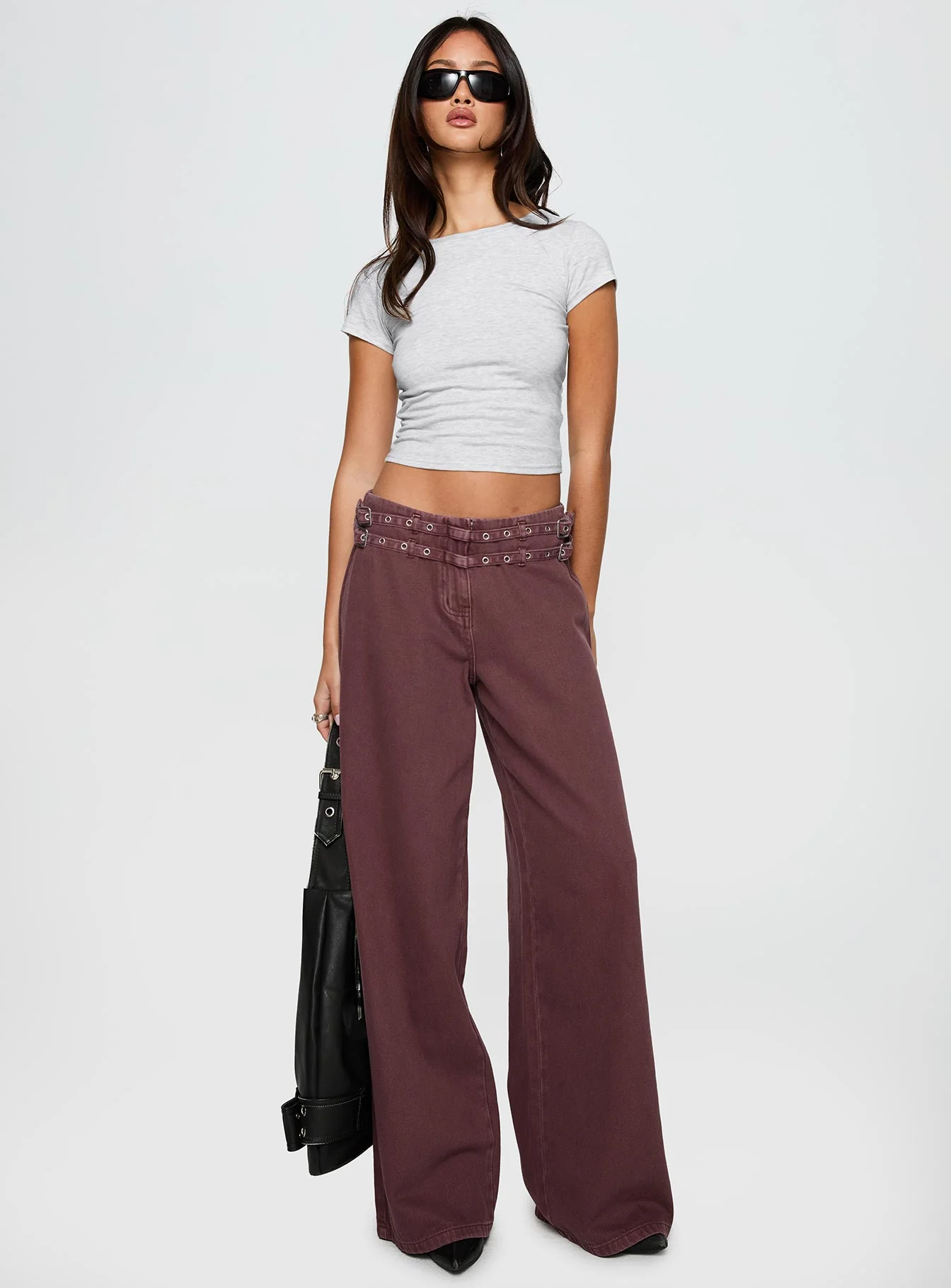 Baccarat Mid Rise Wide Leg Belted Pant Chocolate - Image 4