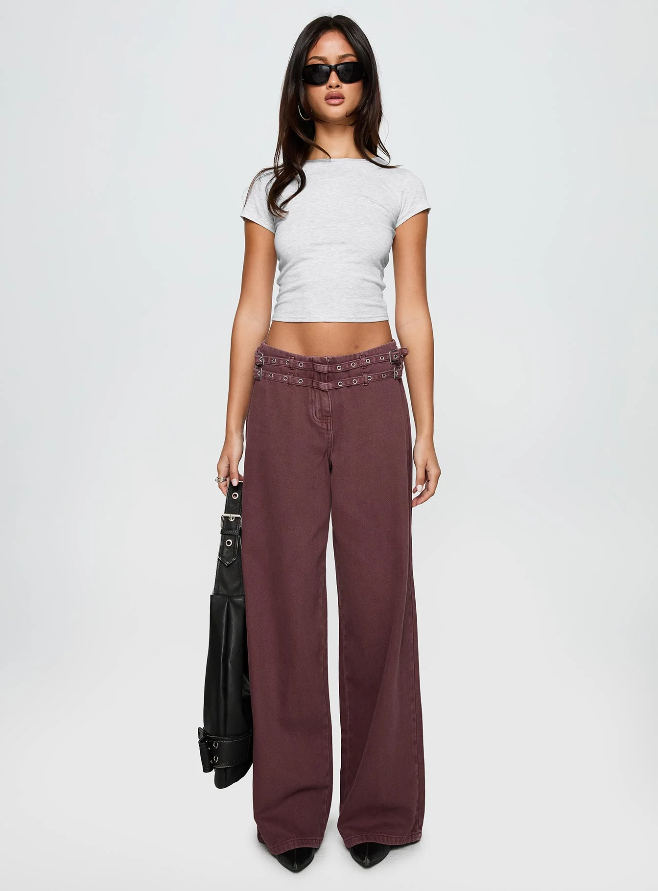 Baccarat Mid Rise Wide Leg Belted Pant Chocolate - Image 8