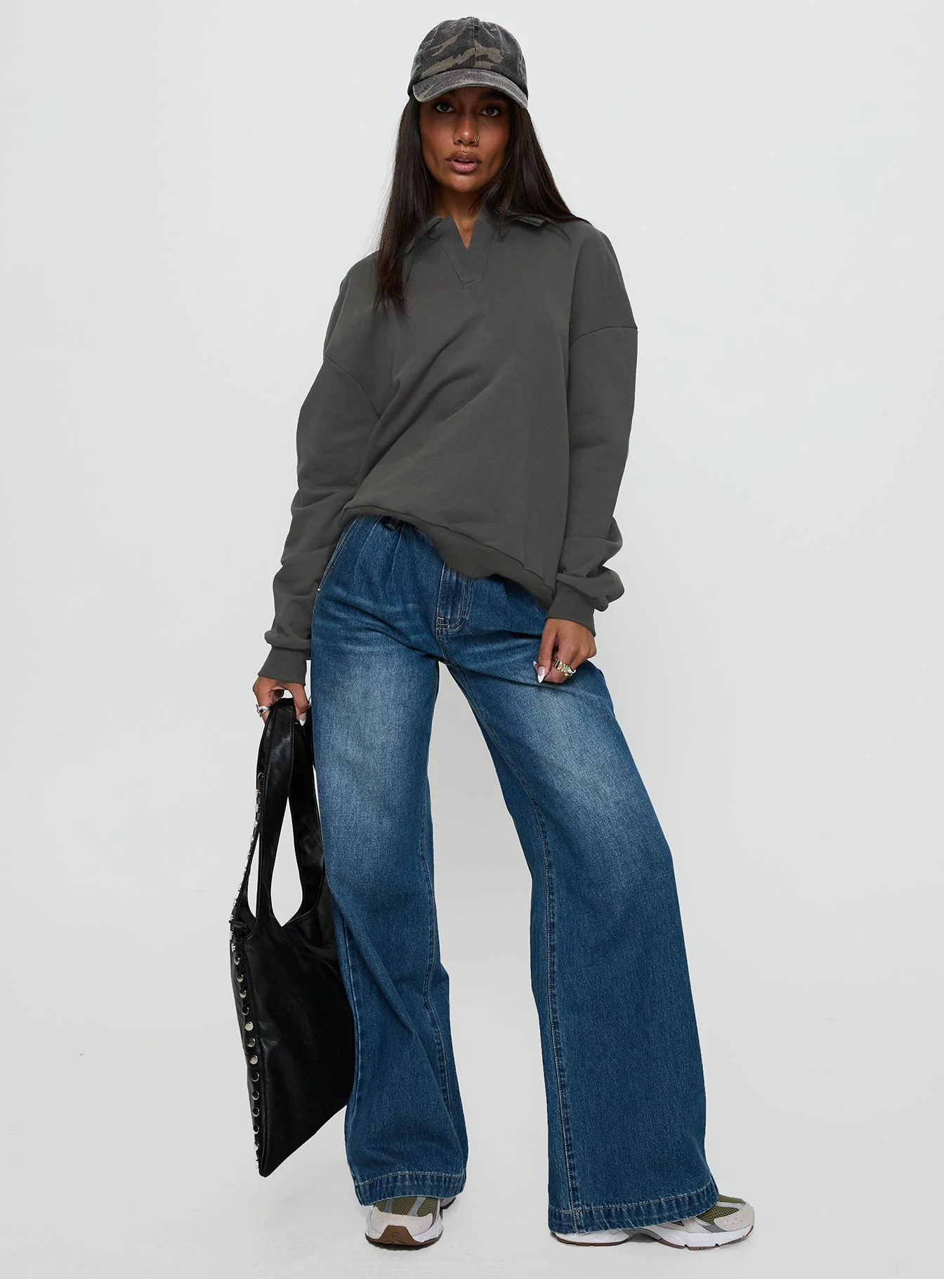 Back Around Collared Fleece Jumper Slate - Image 3