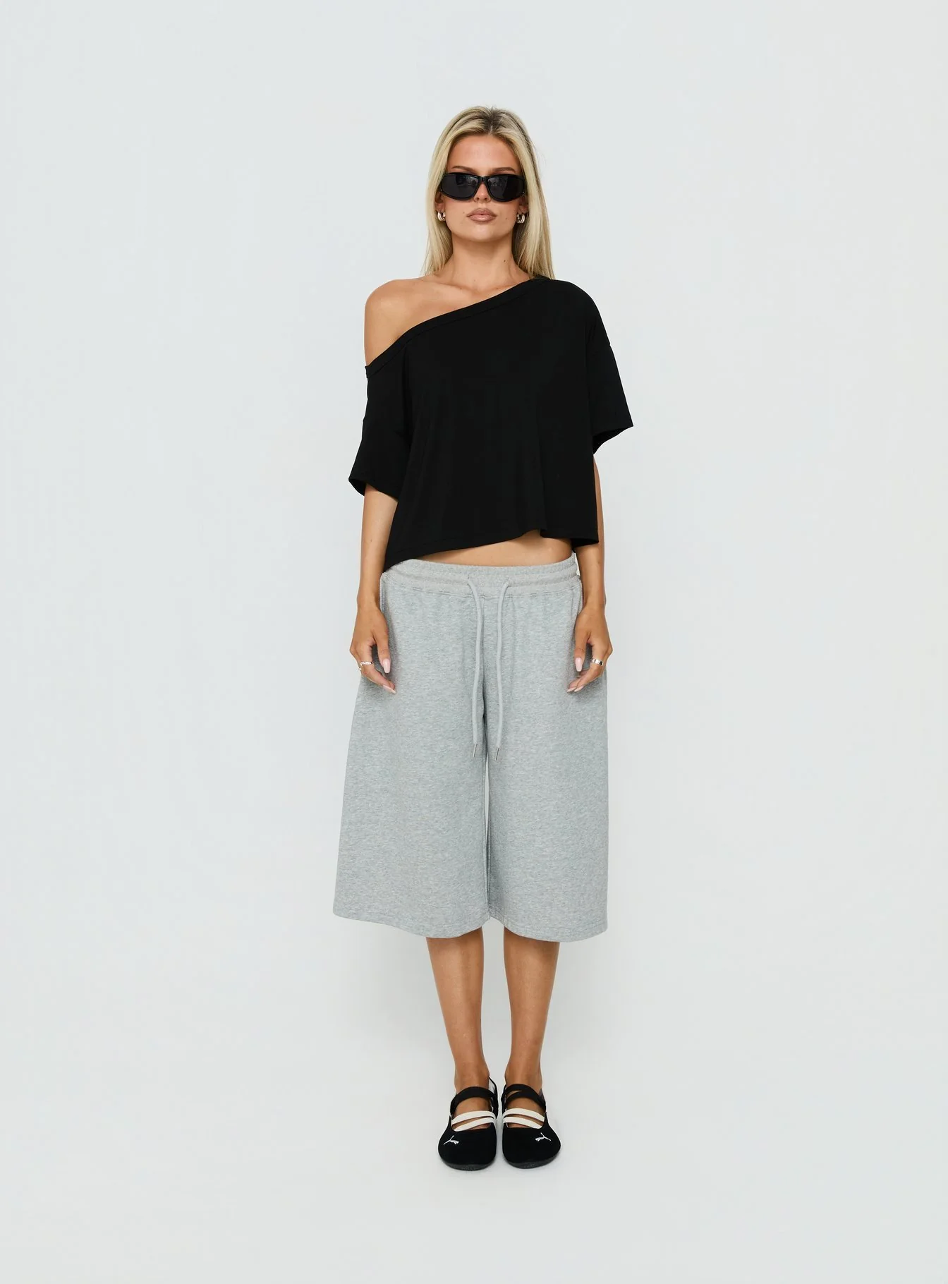 Bailea Off Shoulder Cropped Tee Black - Image 7