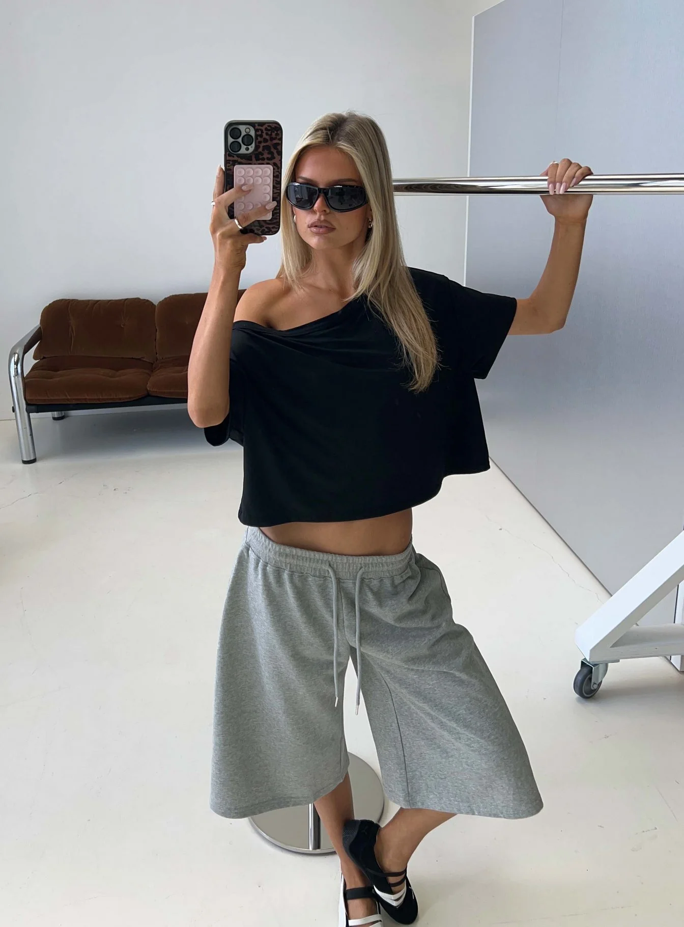 Bailea Off Shoulder Cropped Tee Black - Image 8