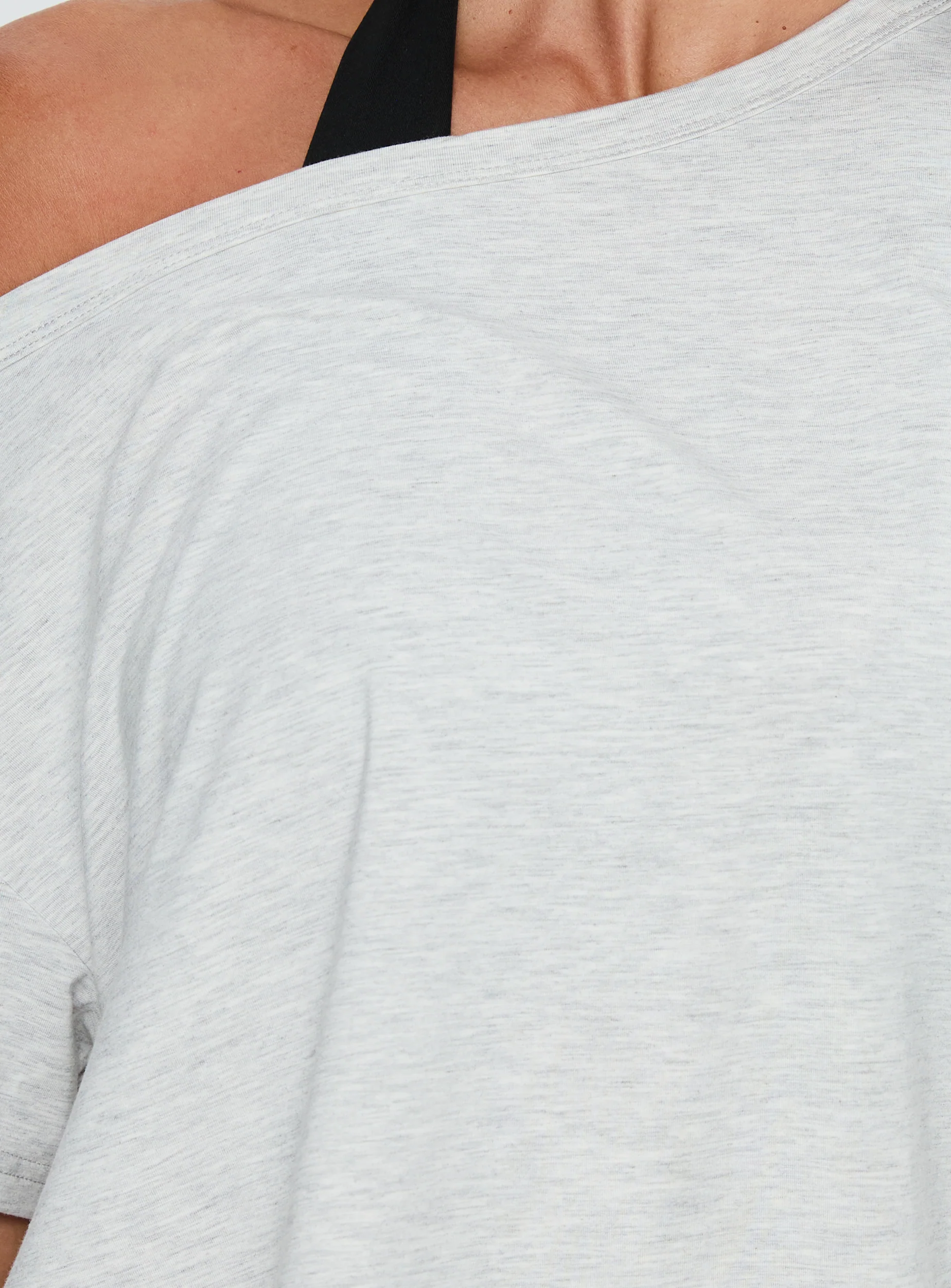 Bailea Off Shoulder Cropped Tee Grey Marle - Image 6