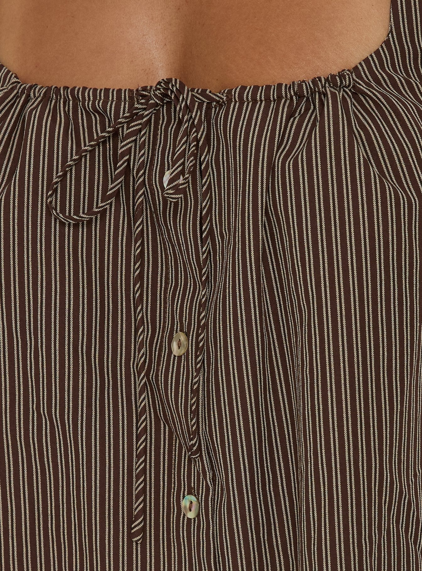 Bambalina Babydoll Mini Dress Brown Stripe - Image 6