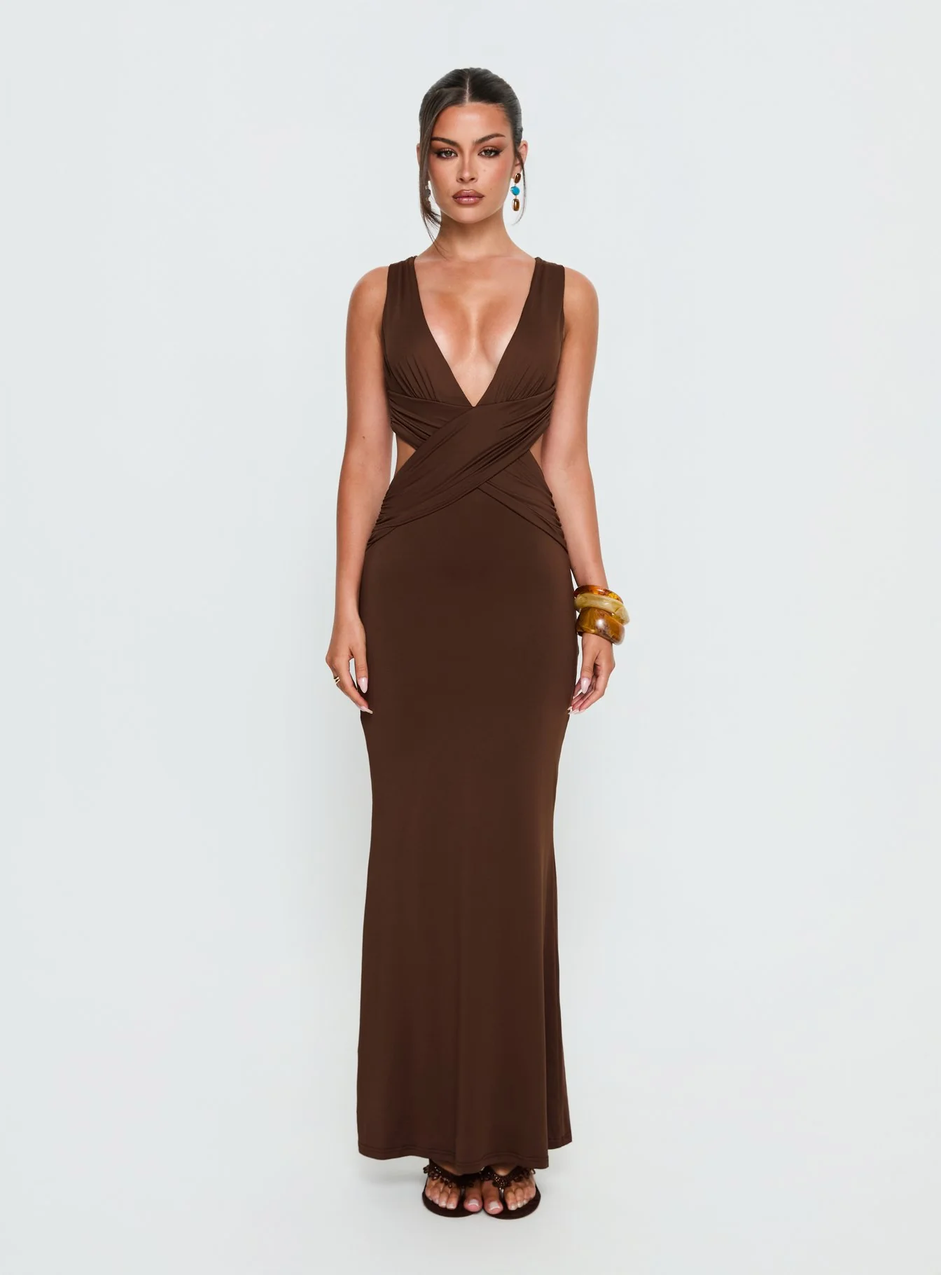 Bambia Maxi Dress Dark Brown - Image 6
